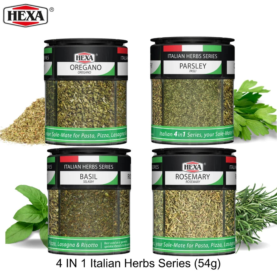 HEXA Italian 4 In 1 Dried Herbs Series 24gm Oregano Parsley Rosemary Basil PACK