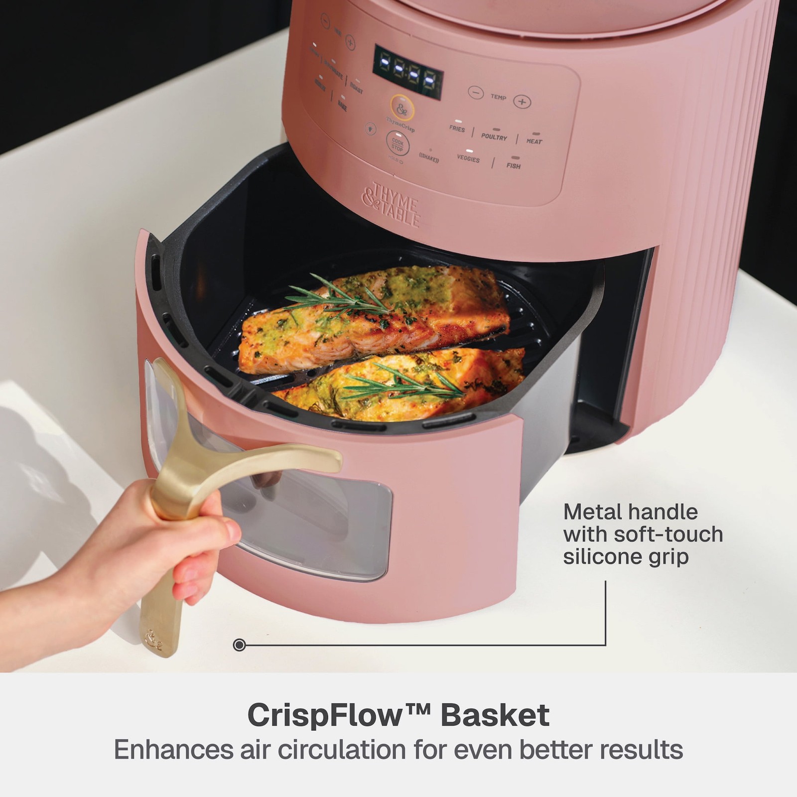 6QT Air Fryer with Thymecrisp™ Ceramic Nonstick Basket Faded Rose