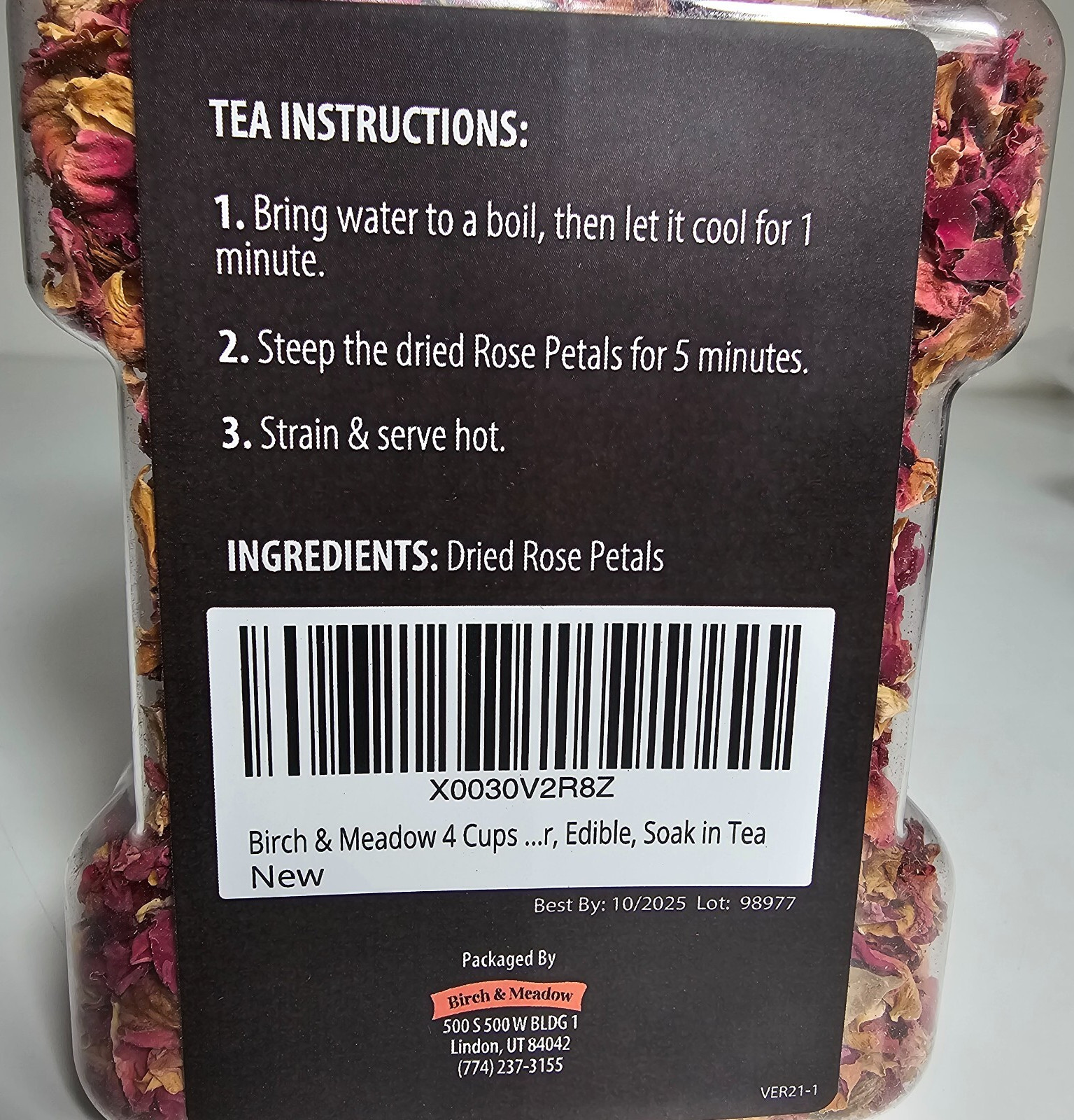 New Birch & Meadow 4Cups Rose Petals Decor Floral Aroma 113g, Edible,Soak in Tea