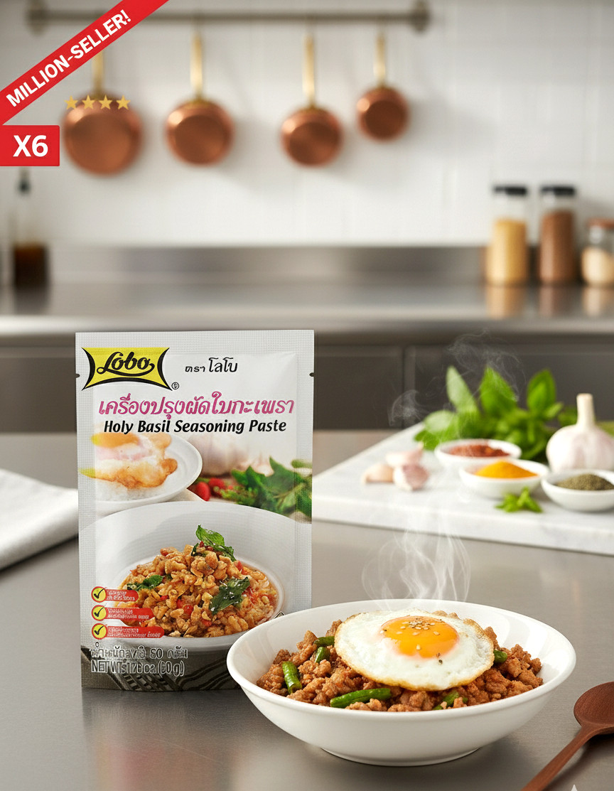 50g x6 Holy Basil Stir Fry Best Thai Authentic Spicy Herb Sauce ‘Pad Gra Praw’