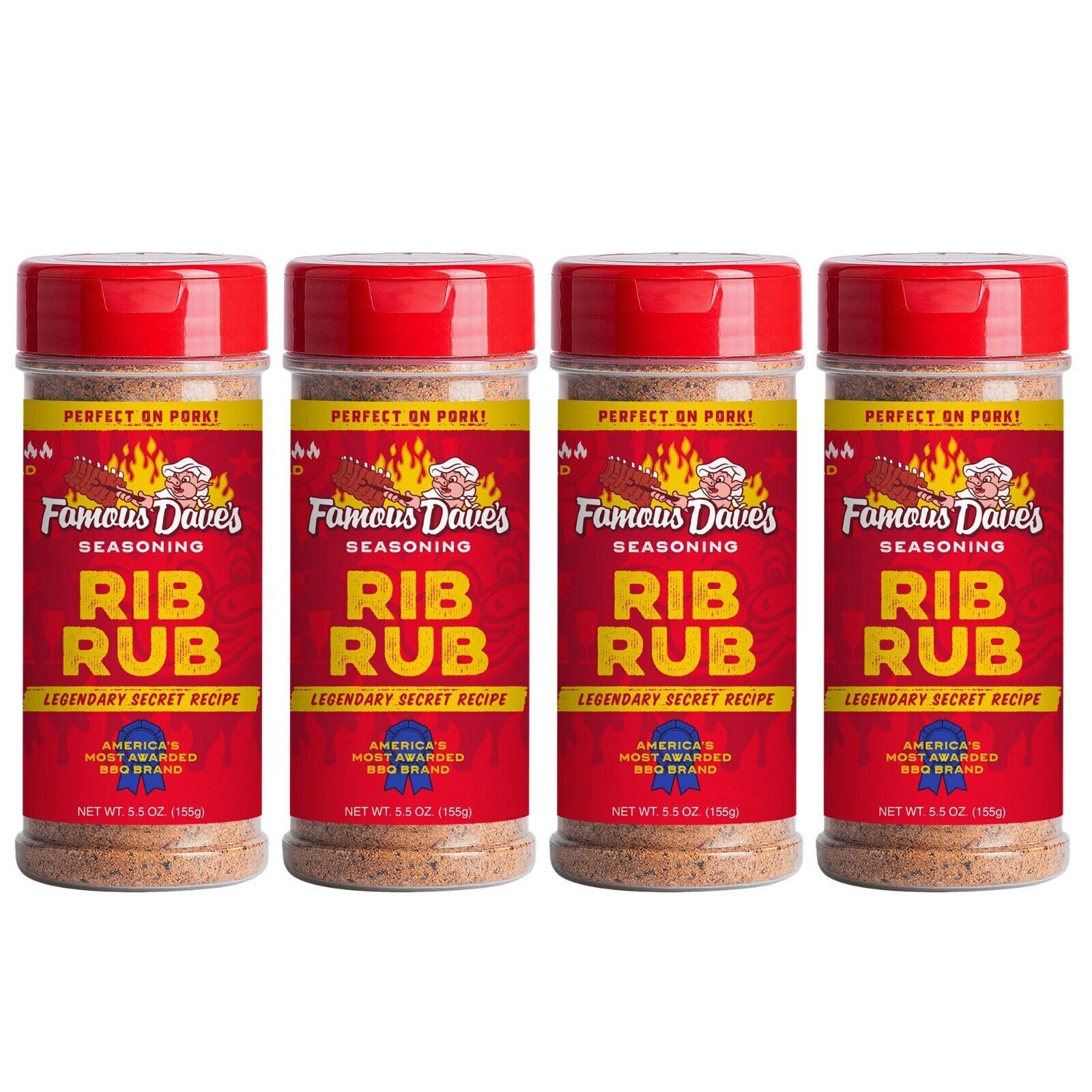 4 Famous Dave’s Rib Rub Pork Meat Seasoning 5.5oz Food Grilling Smoky Spice Mix