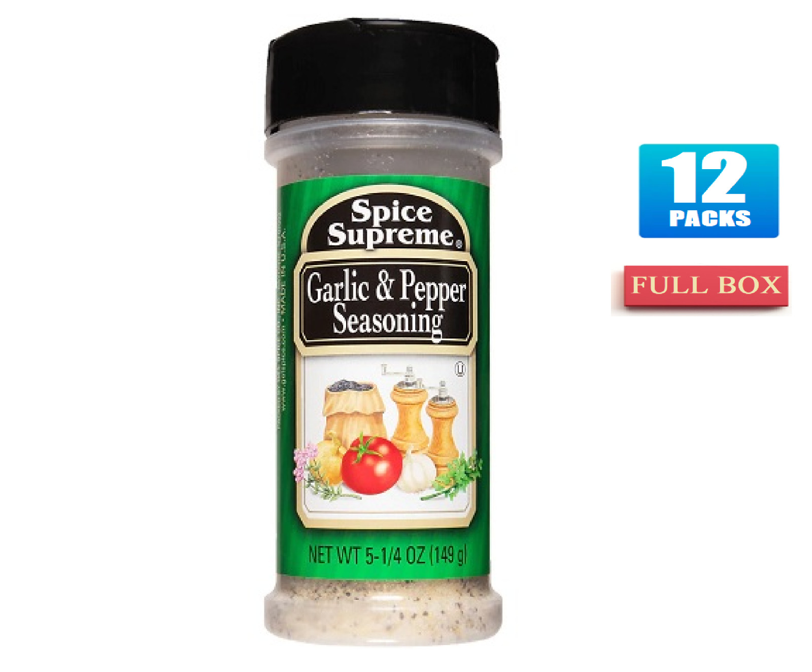 12x Packs Spice Supreme Garlic & Pepper Seasoning – 5.25oz
