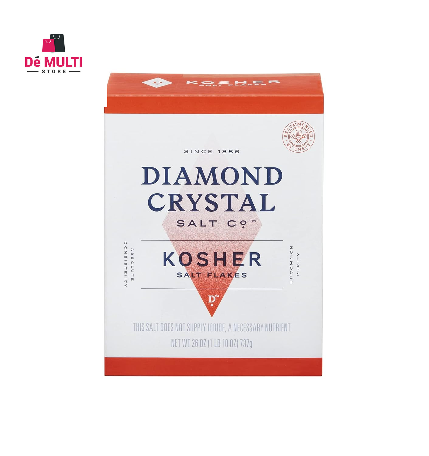 Diamond Crystal Kosher Salt Flakes Full Flavor No Additives and Less Sodium,26Oz