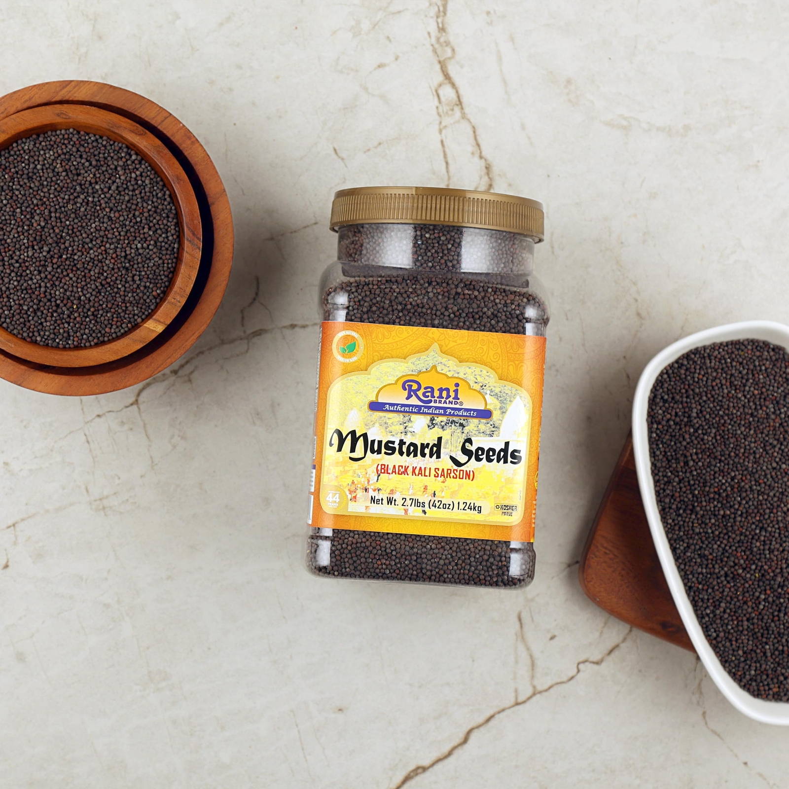 Rani Black Mustard Seeds Whole Spice (Kali Rai) 42oz (2.7lbs) 1.22kg PET Jar