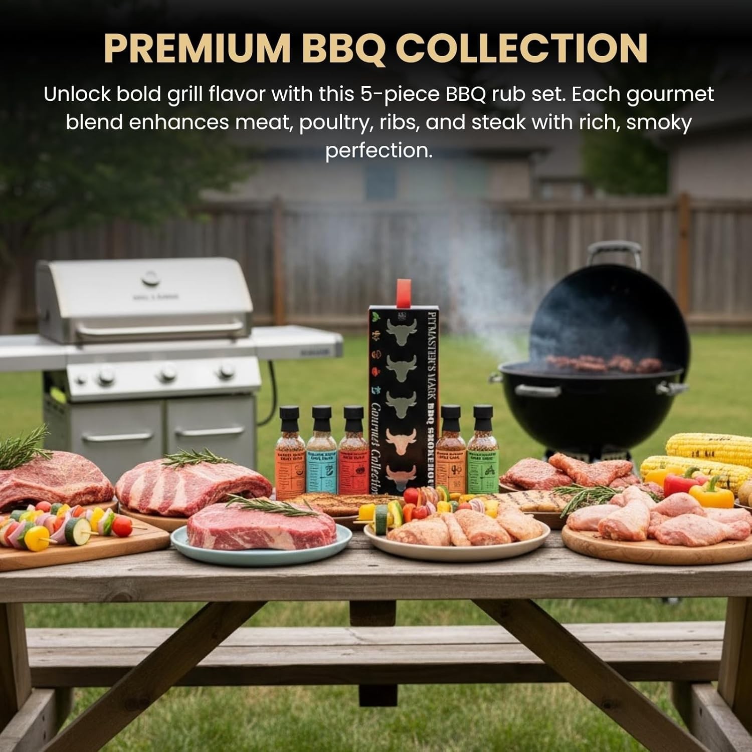 5 Piece Smokehouse BBQ Rubs Gift Set Gourmet Smoked BBQ Seasoning Blends