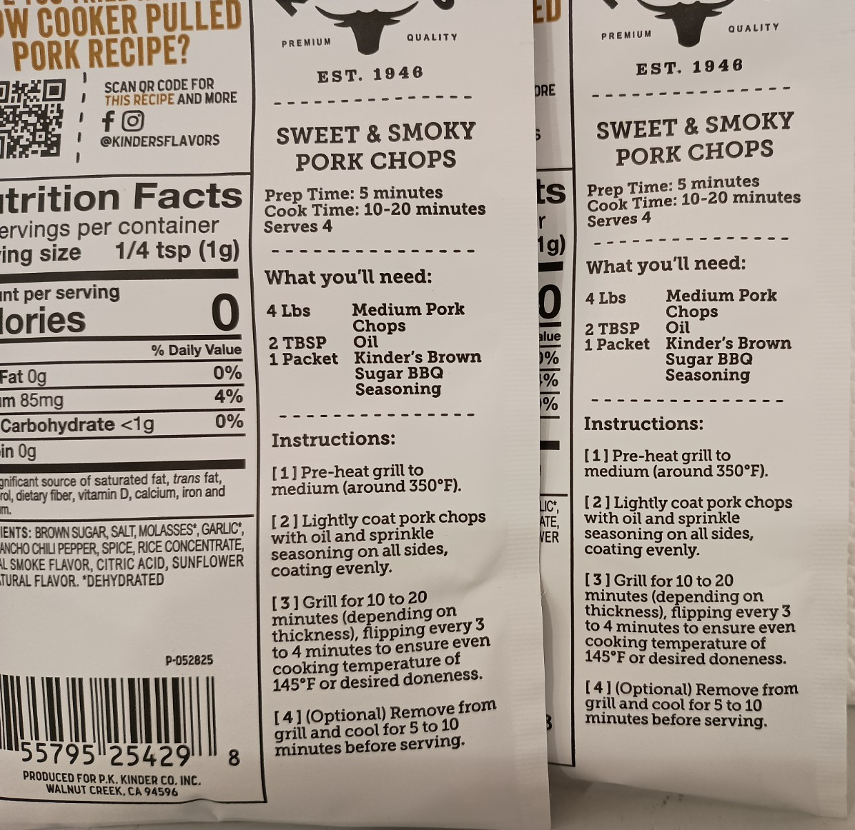 Kinder’s® Homestyle Recipes Brown Sugar BBQ Seasoning Mix 1 oz Packet (2 Pack)