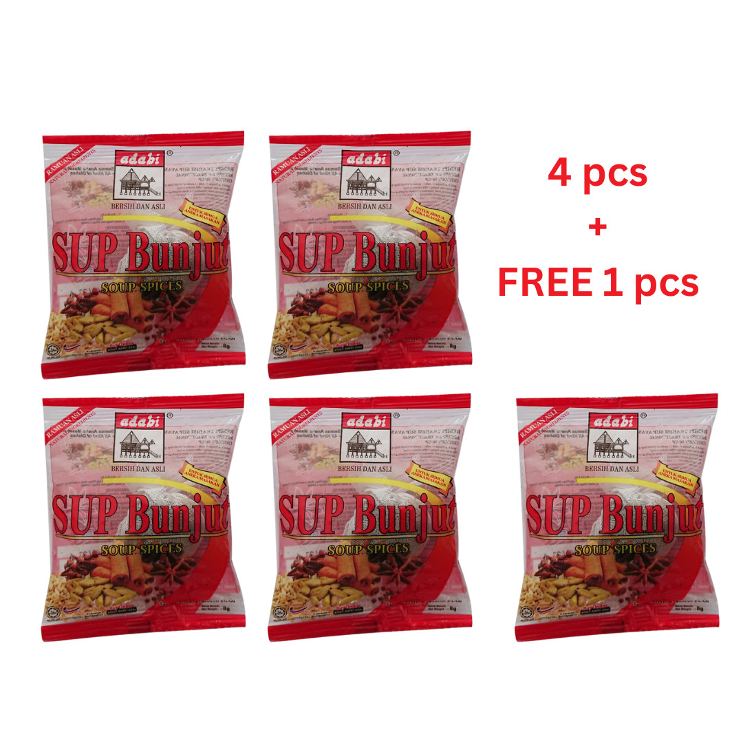 (4pcs + FREE 1pc) Sup Bunjut ADABI 8g @ Soup Spices Free Shipping