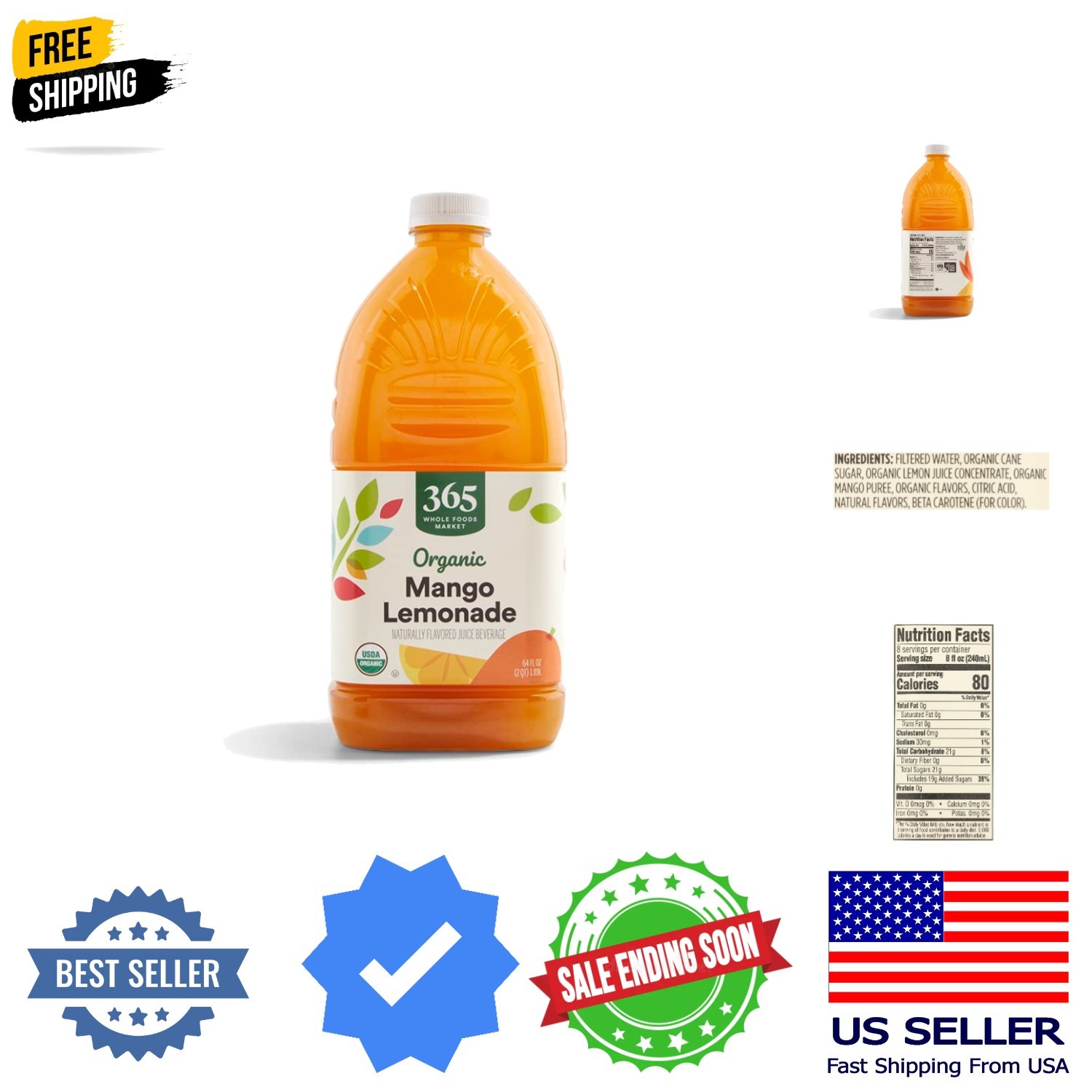 Organic Mango Lemonade, 64 Fl Oz
