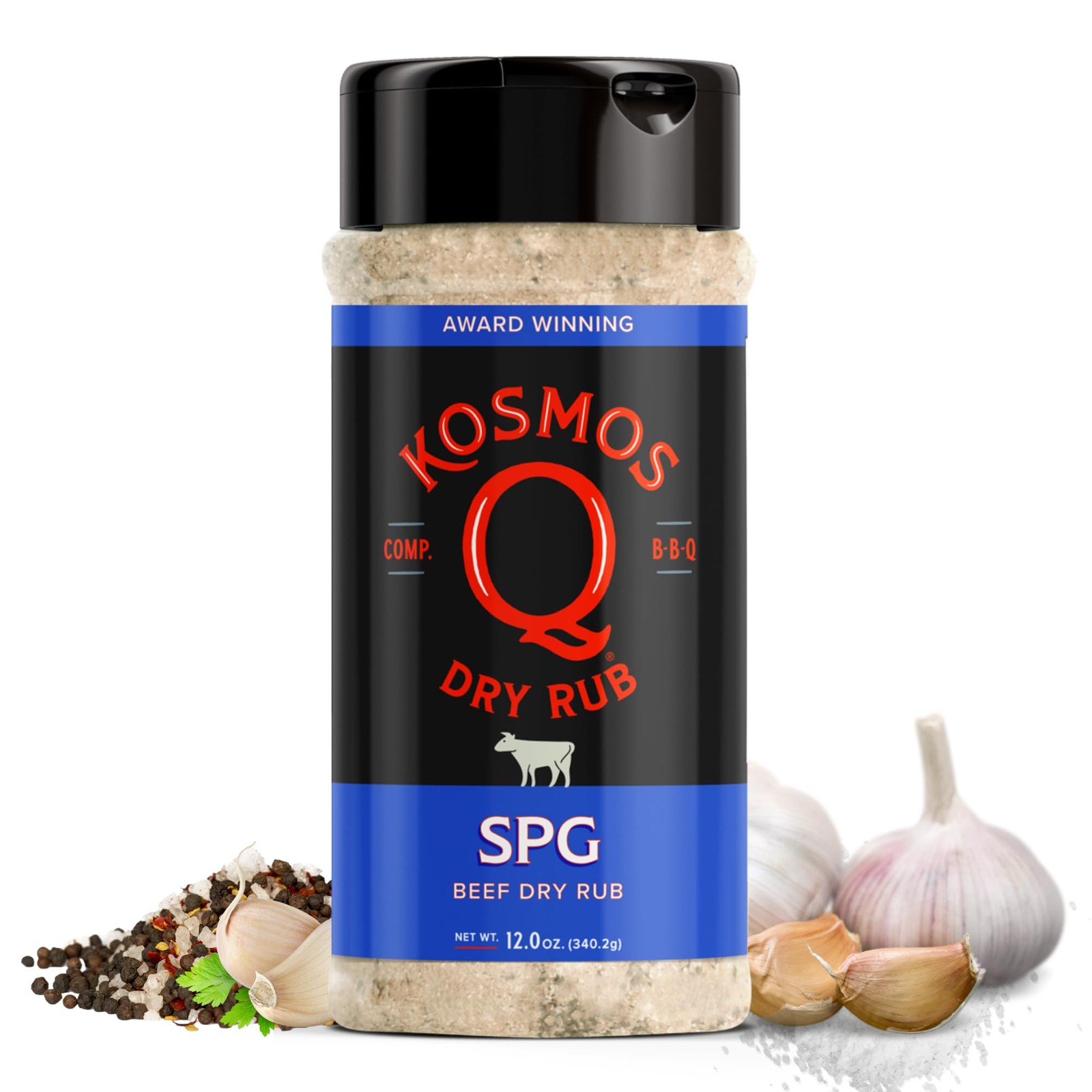 Kosmos Q SPG BBQ Dry Rub, Father’s Day Gift for Him, Salt Pepper Garlic Seaso…