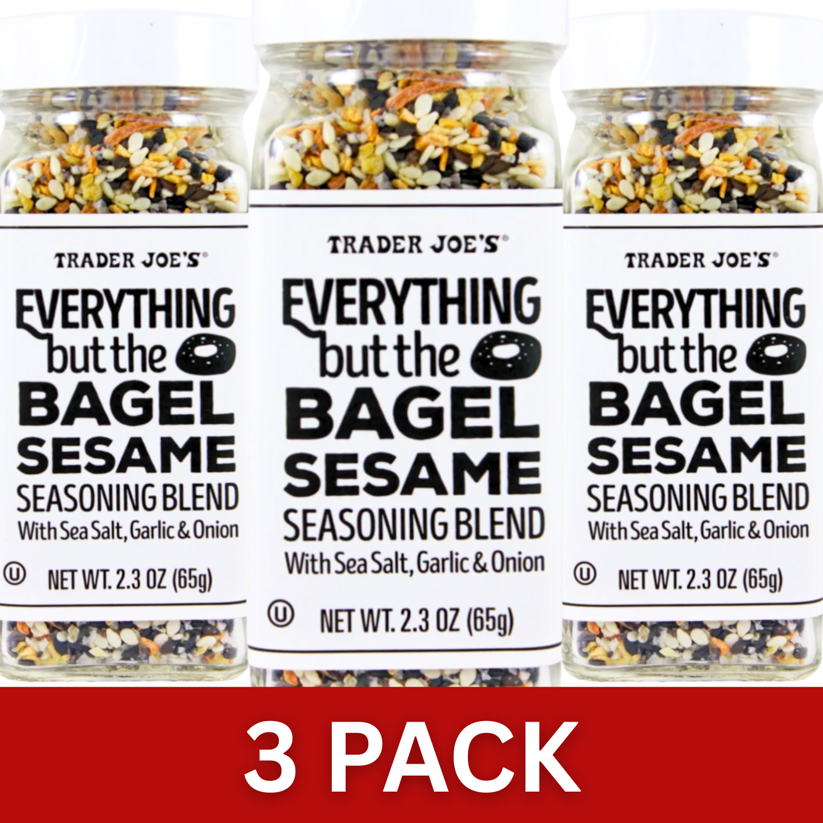 Trader Joe’s Everything But The Bagel Sesame Seasoning Blend 2.3oz (3 Pack)