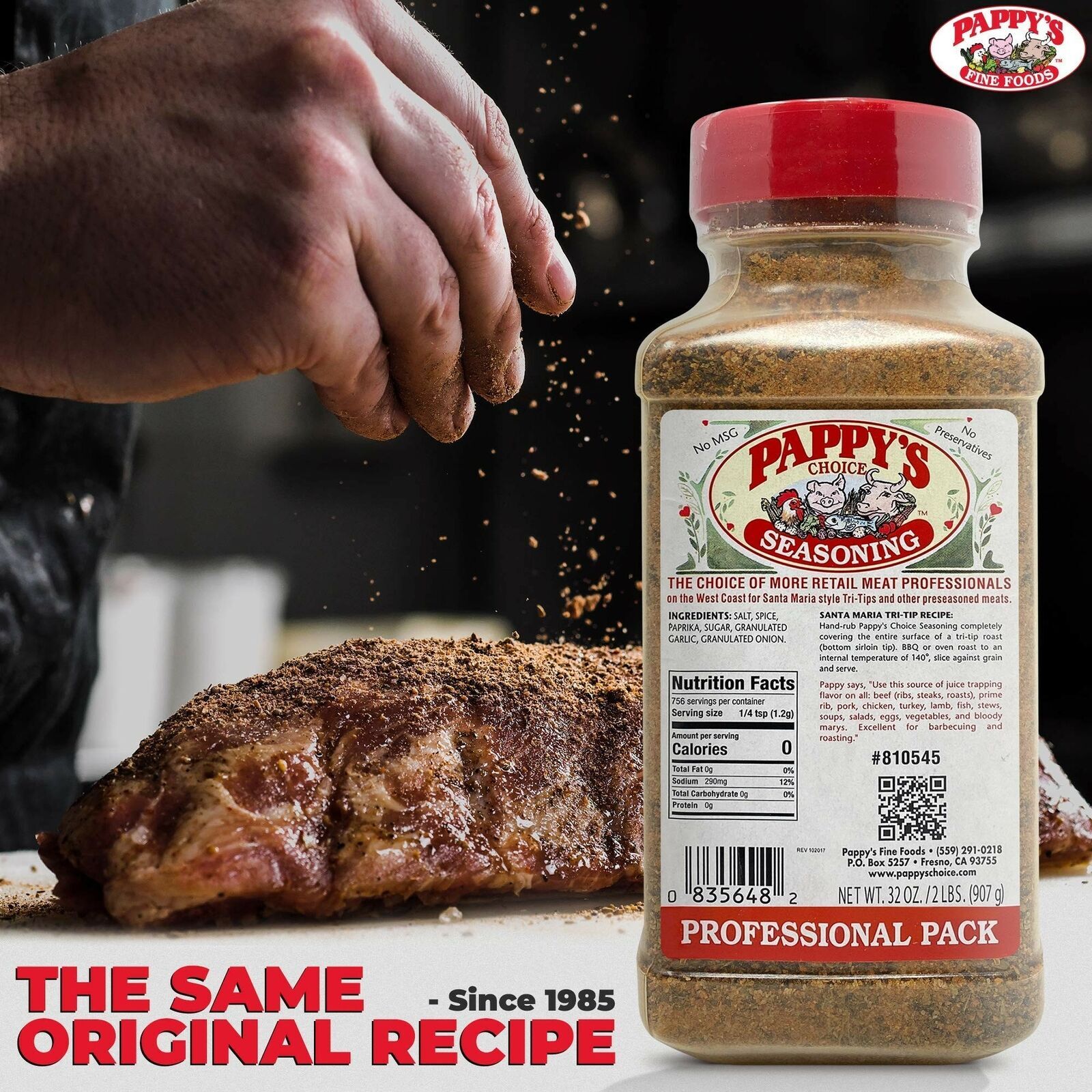 Pappy’s Choice BBQ Seasoning – Original – 32oz / 2lb Size #810545. Free Shipping