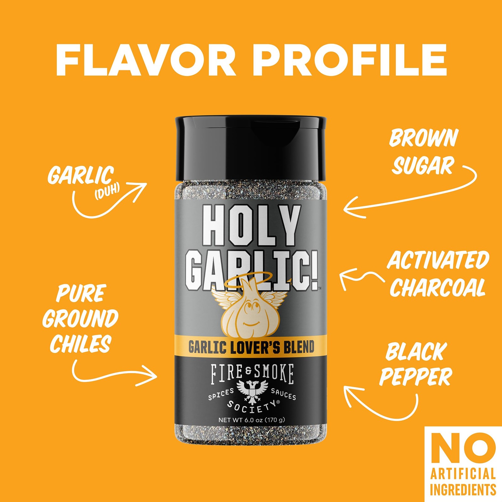 Fire & Smoke Society Holy Garlic All Purpose Seasoning BBQ Rubs 6 oz