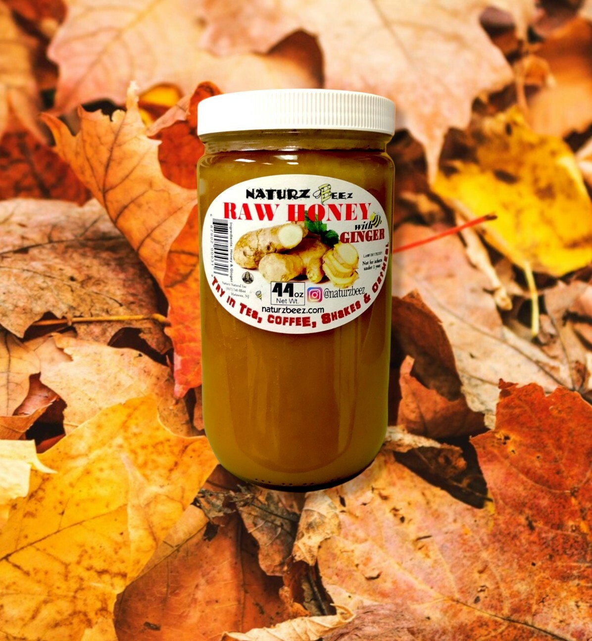 RAW HONEY with GINGER 44oz 100% PURE RAW UNFILTERED USA HONEY