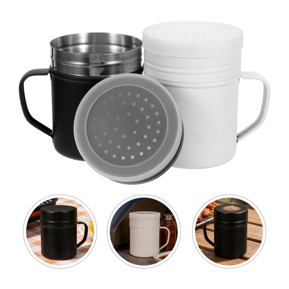 2Pcs Stainless Steel Powder Shaker Bottles Reusable with Tight Lids for Home Bbq