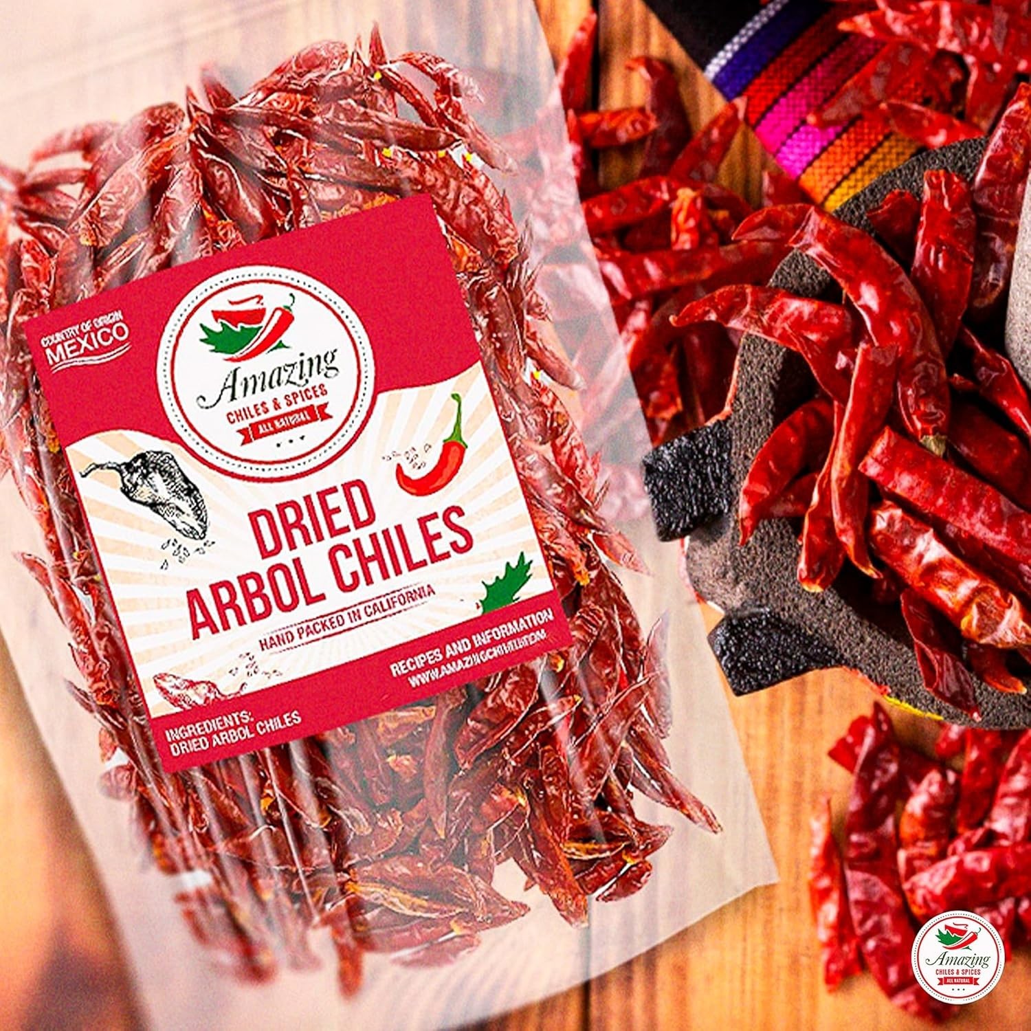 Dried Peppers 6 Pack Bundle -Ancho, Guajillo, Pasilla, Arbol, Chipotle, Cascabel