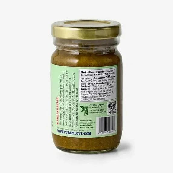 Mike’s Organic Green Thai Curry Paste Jar – Vegan, Gluten Free, Medium Spicy