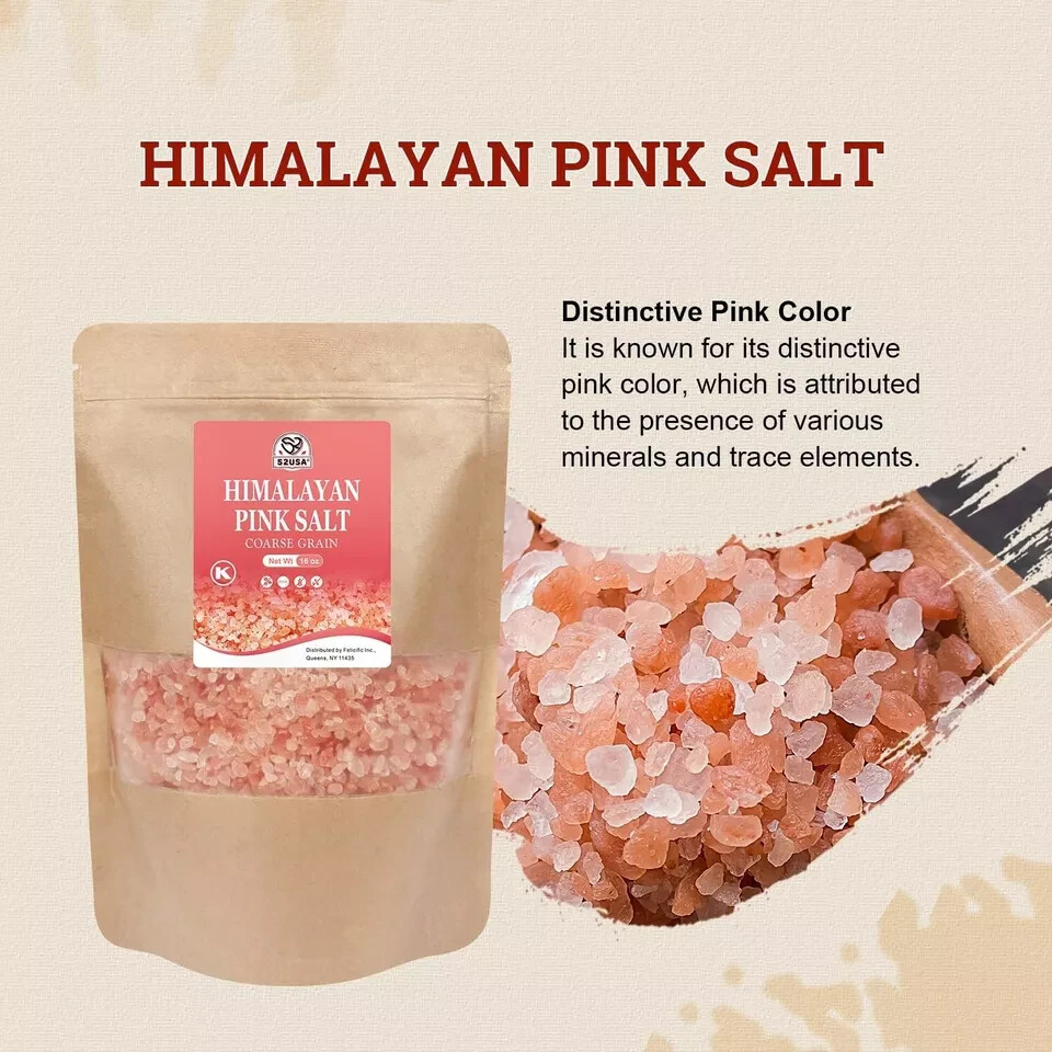 52USA Himalayan Salt Coarse 1 Lb (453G), Pink Himalayan Salt, Sea Salt for Grind