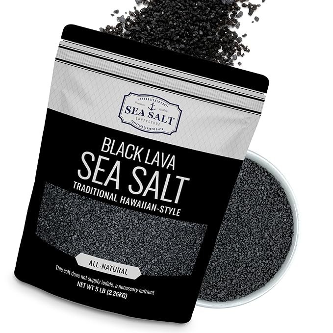 Black Lava Sea Salt 5 Pound Pouch Seasoning Grilling Finishing Smoky Flavor