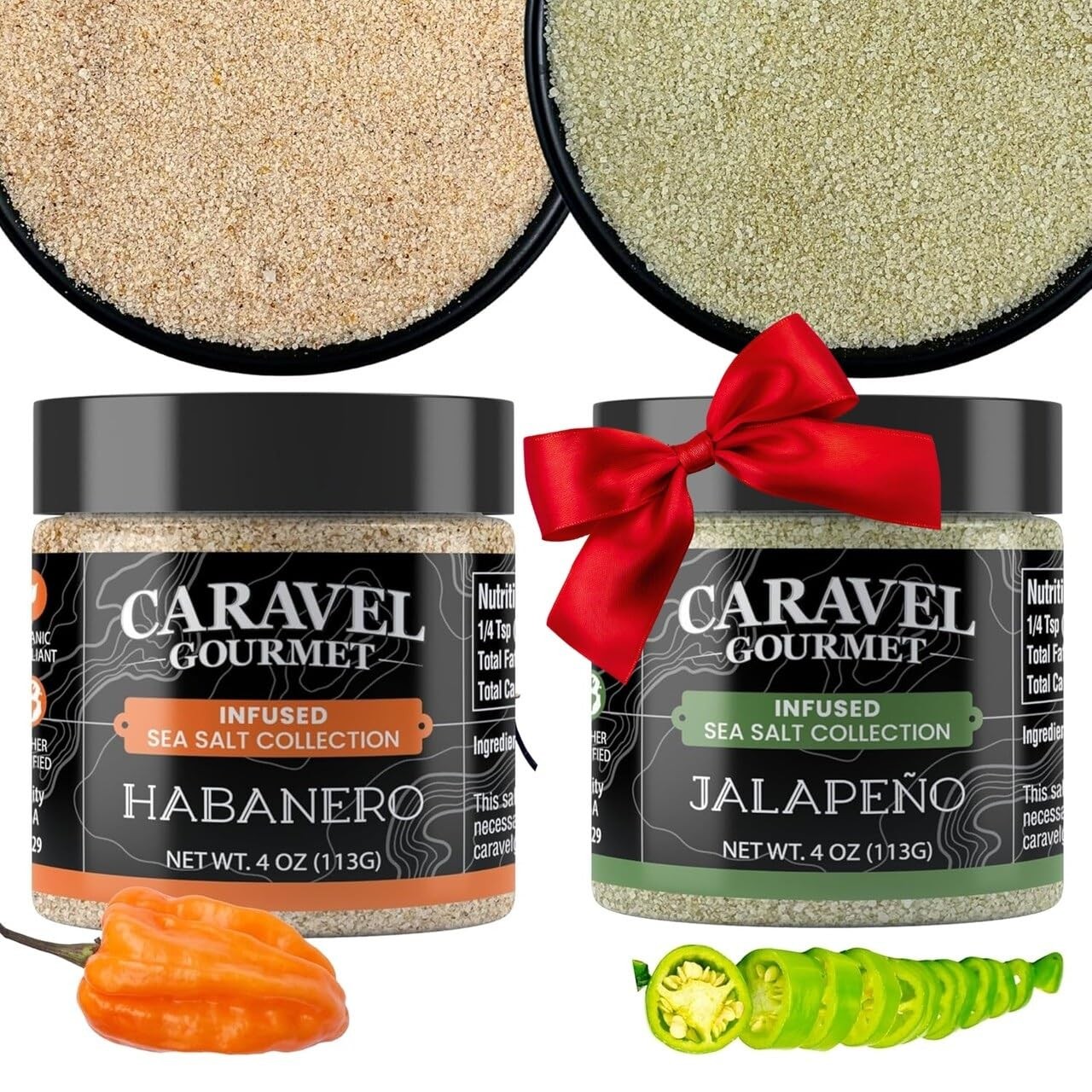 Spicy Sea Salt Gift Pack – 2-Flavor Spicy Cooking Salts Bundle, 4 oz Jar Each…