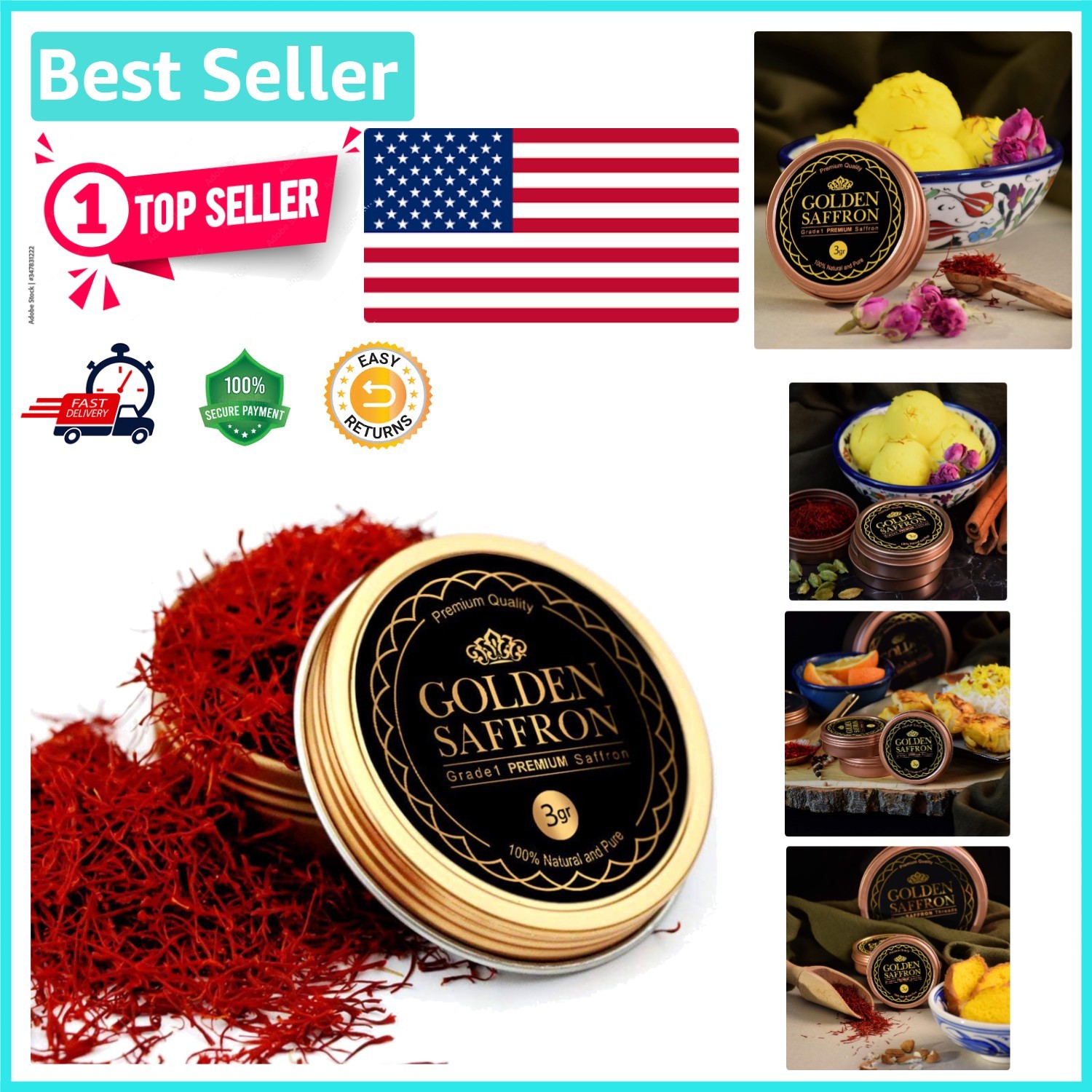 Pure Saffron Threads, 3 Grams – Lab Tested, Perfect for Culinary Use