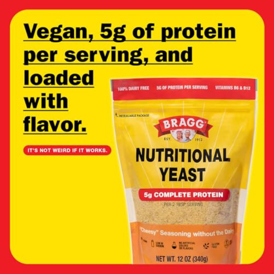 Bragg Premium Nutritional Yeast Seasoning – Vegan,Gluten Free-12 Ounce Pack of 1