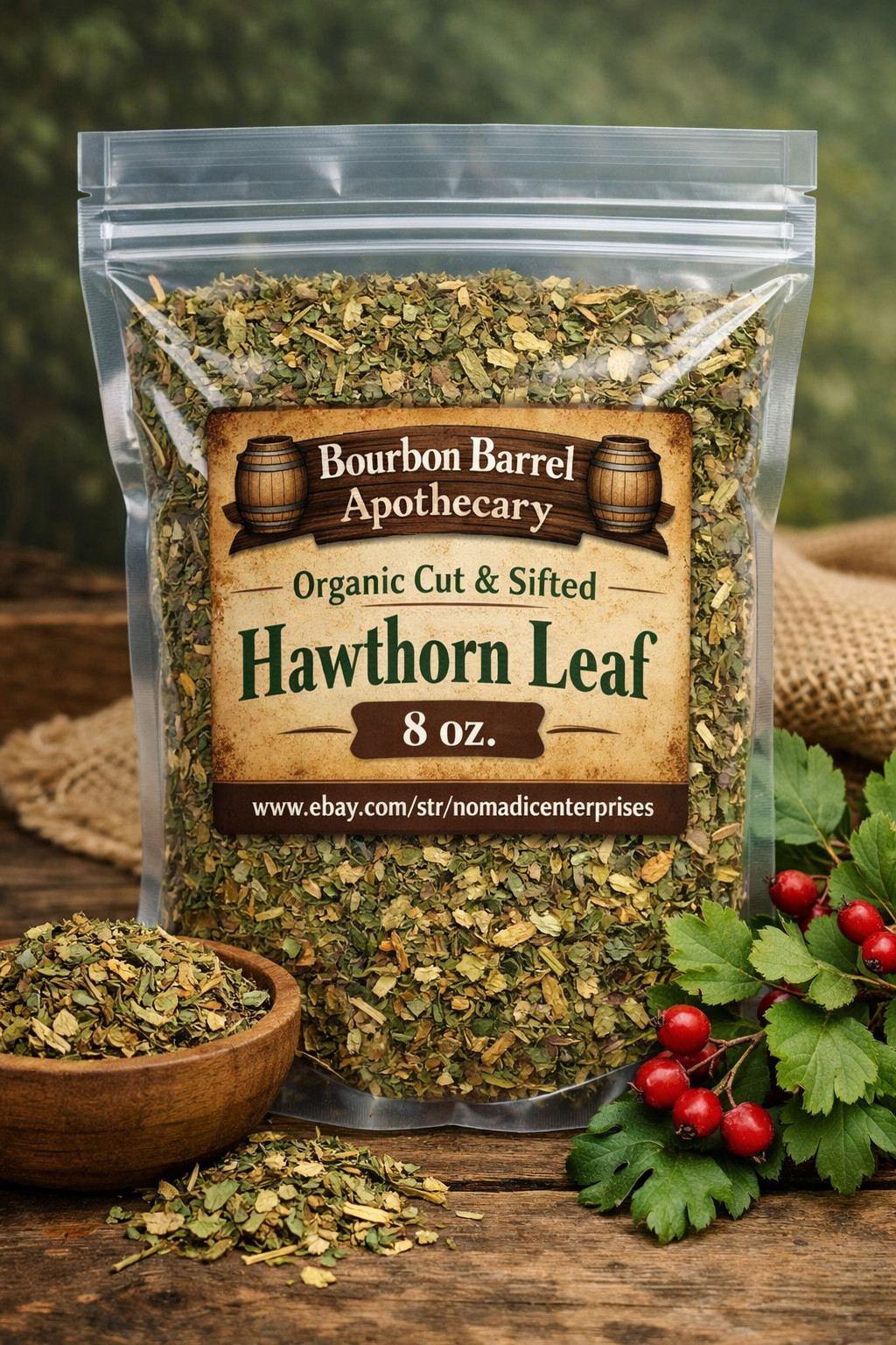 Organic Cut & Sifted Hawthorn Leaf | Bourbon Barrel Apothecary