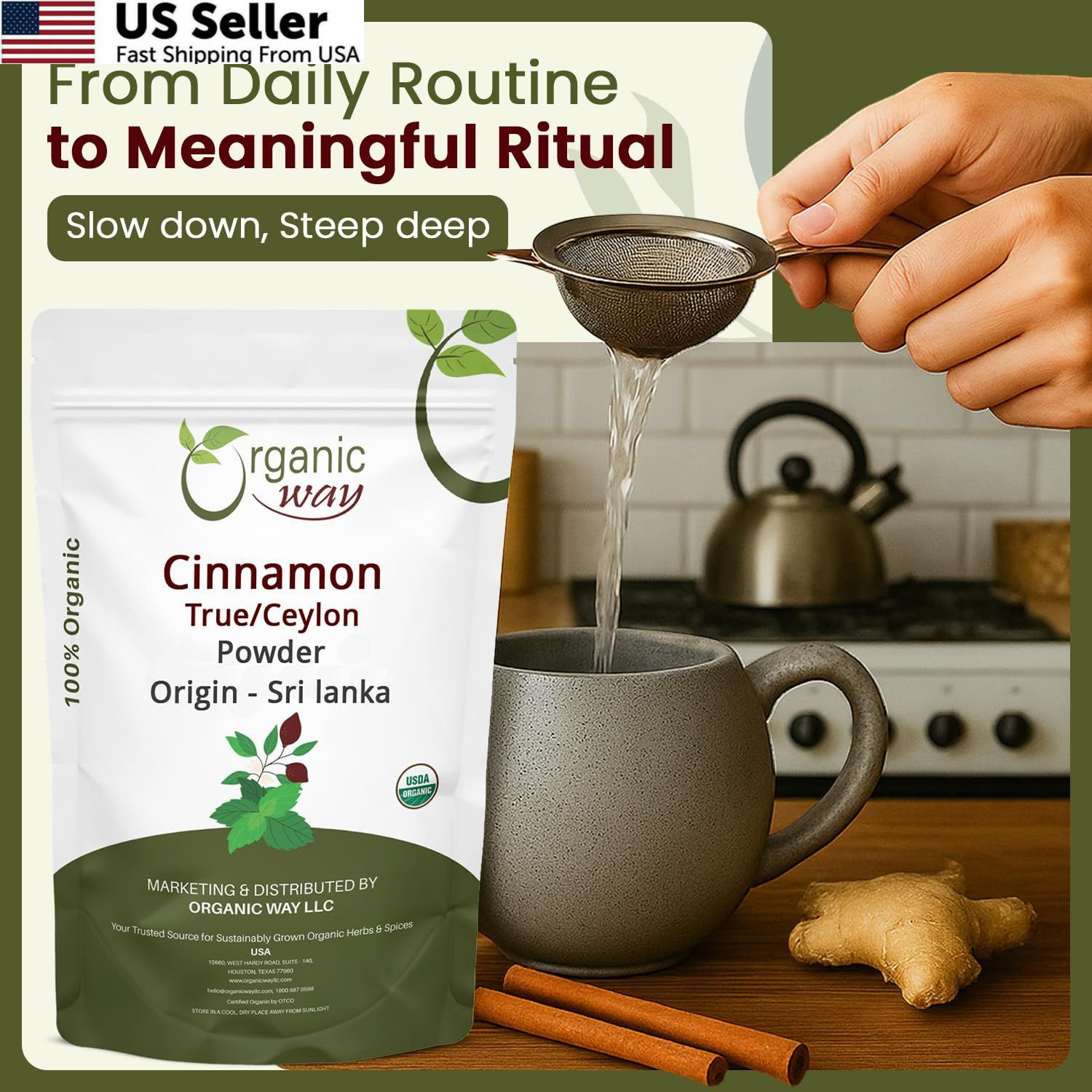 Organic Way True Ceylon Cinnamon Powder | & 16 Ounce (Pack of 1)