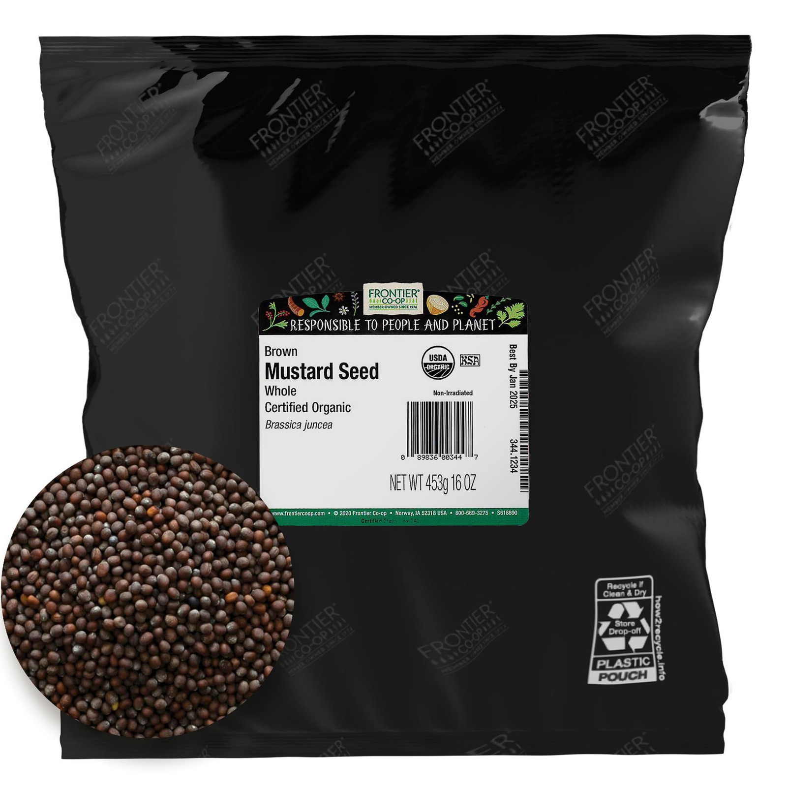 Organic Brown Mustard Seed Whole 1 Pound Brassica juncea Canadian Spice
