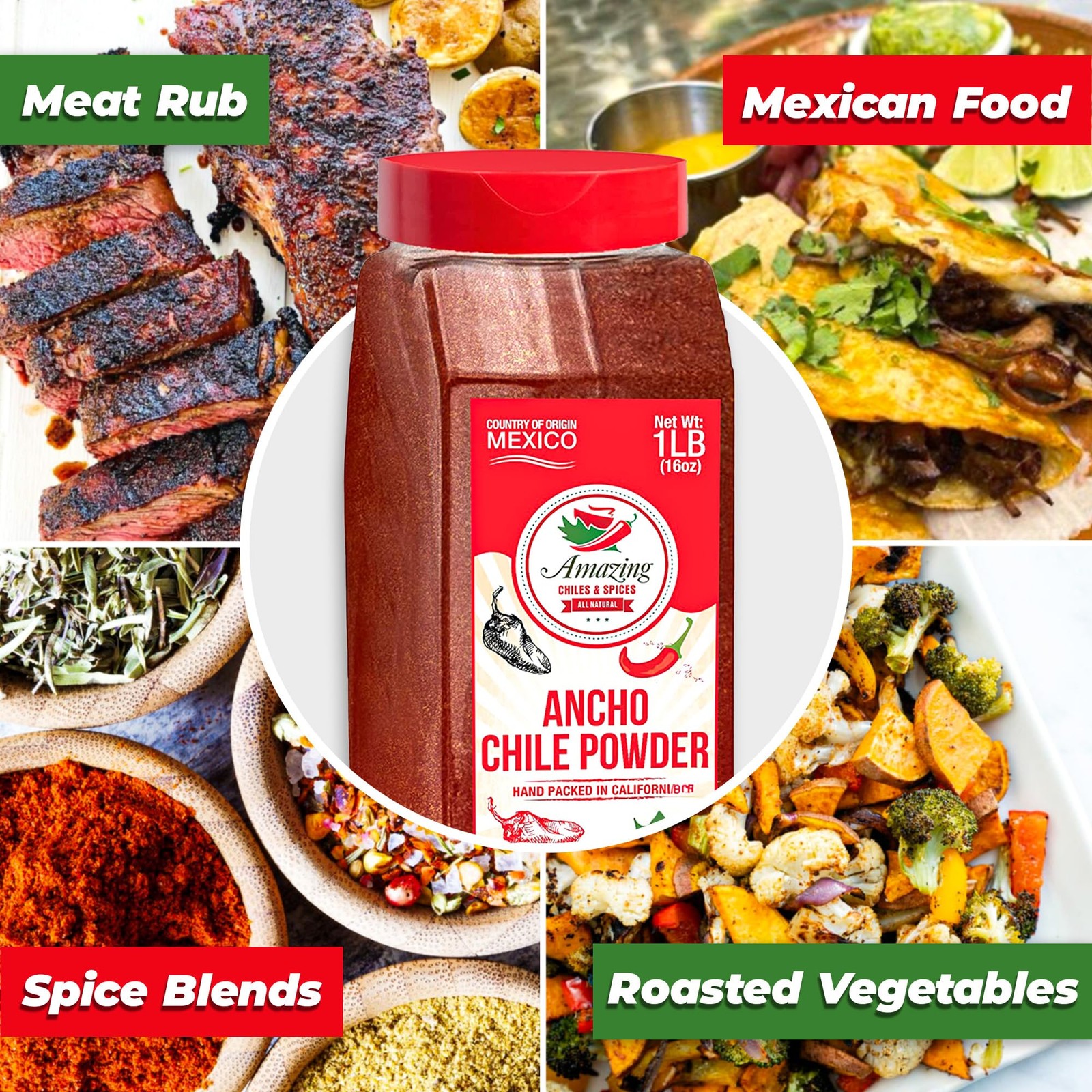 Ancho Chile Pepper Powder Ground 1 LB (16oz) – All 1 Pound (Pack of 1)