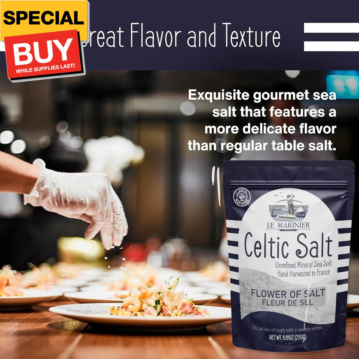 Le Marinier French Sea Salt Flower of Salt – Fleur de Sel Salt 0.6lb – 8.81oz. M