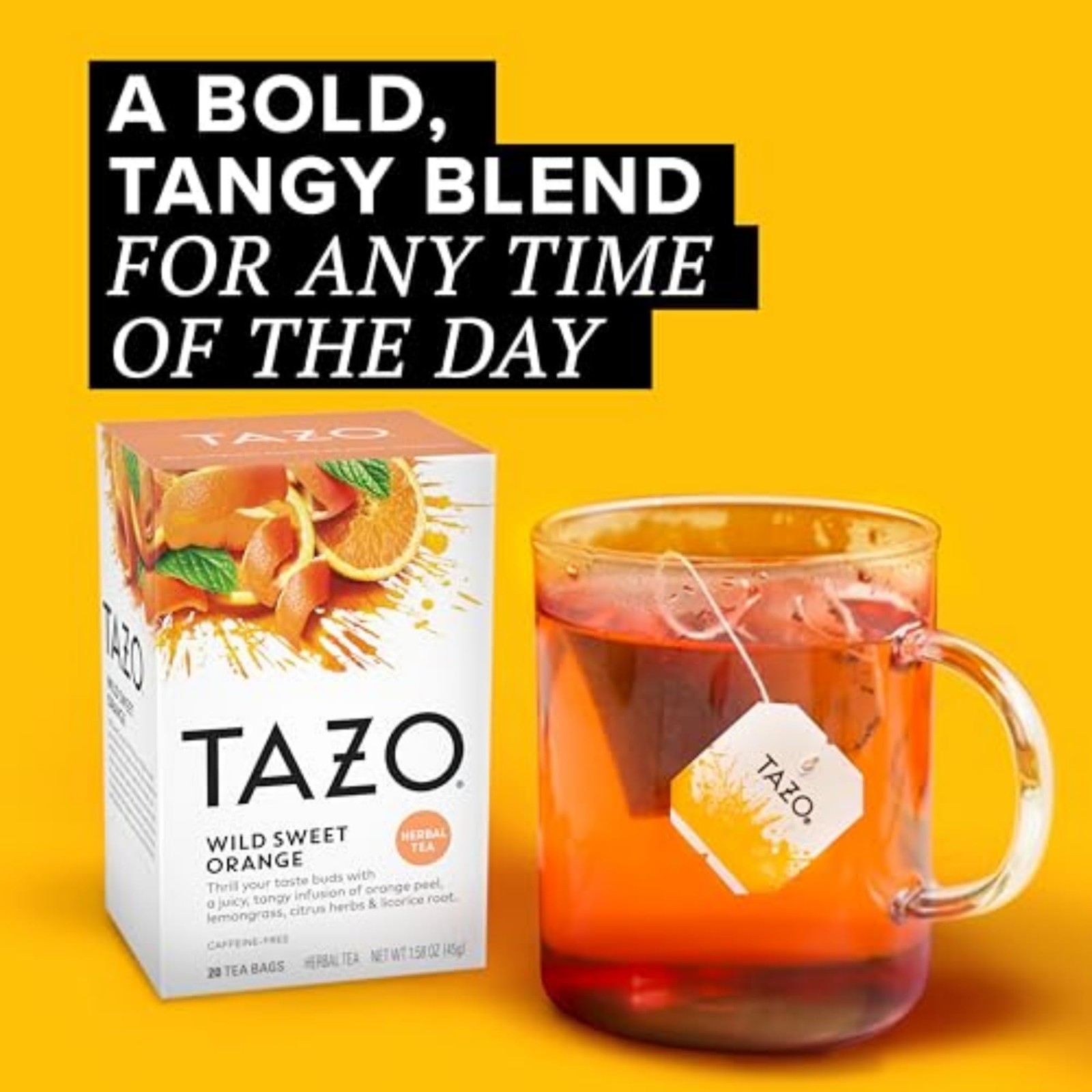TAZO Wild Sweet Orange Herbal Tea Bags 20-Count Caffeine Free 20