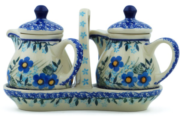 Polish Pottery Seasoning Set 6″ Blue Joy-Artisanimports|10412