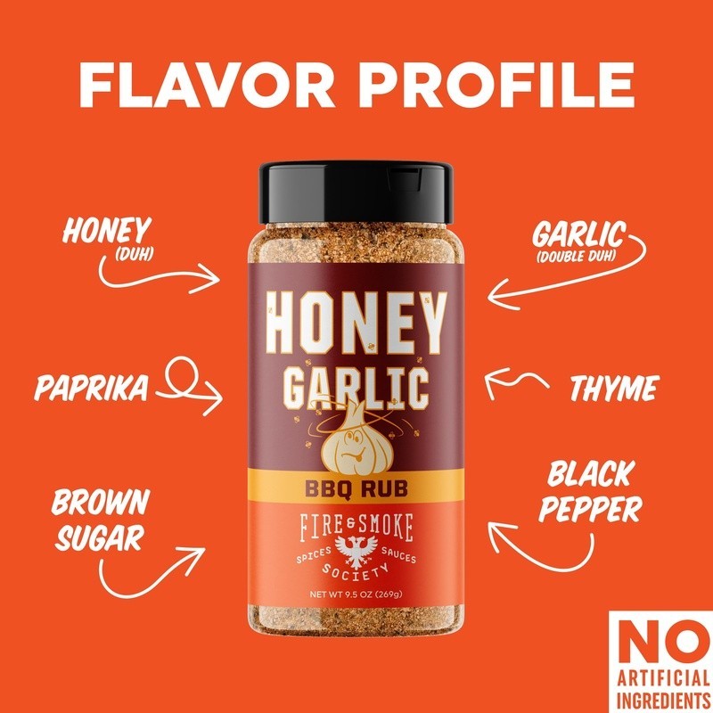 Honey Garlic BBQ Rub Seasoning Dry Rub Grilling Meat Poultry BBQ Flavor New