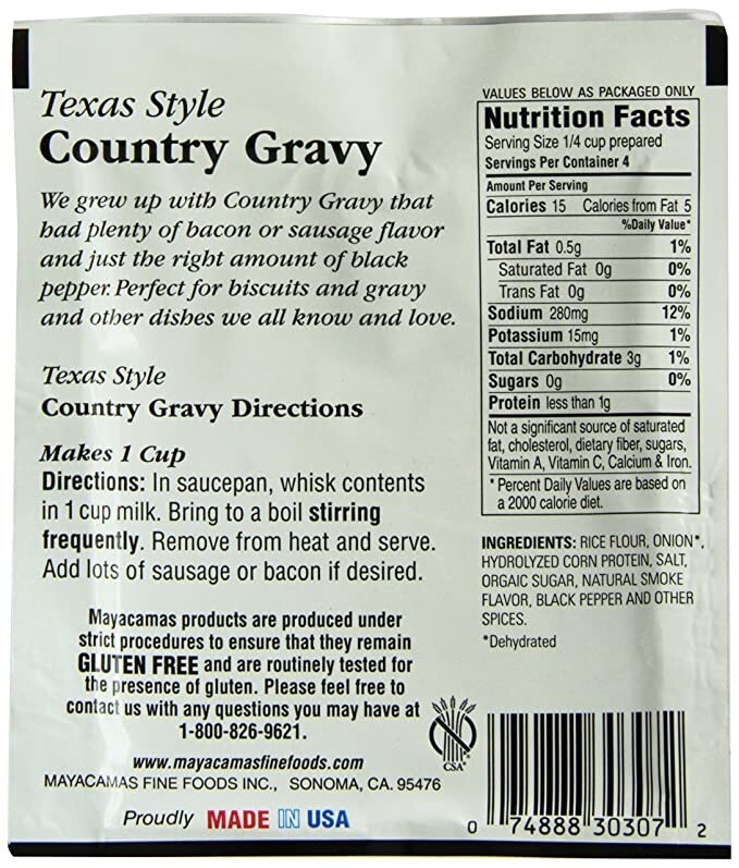 Mayacamas Texas Style Country Gravy Mix – Gluten Free/Vegetarian Single .75oz Pk