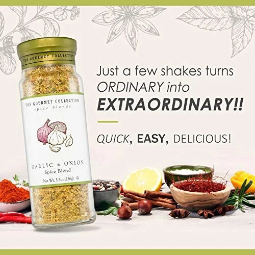 2-PK The Gourmet Collection Spice Blends GARLIC AND ONION, 8.46 oz x 2