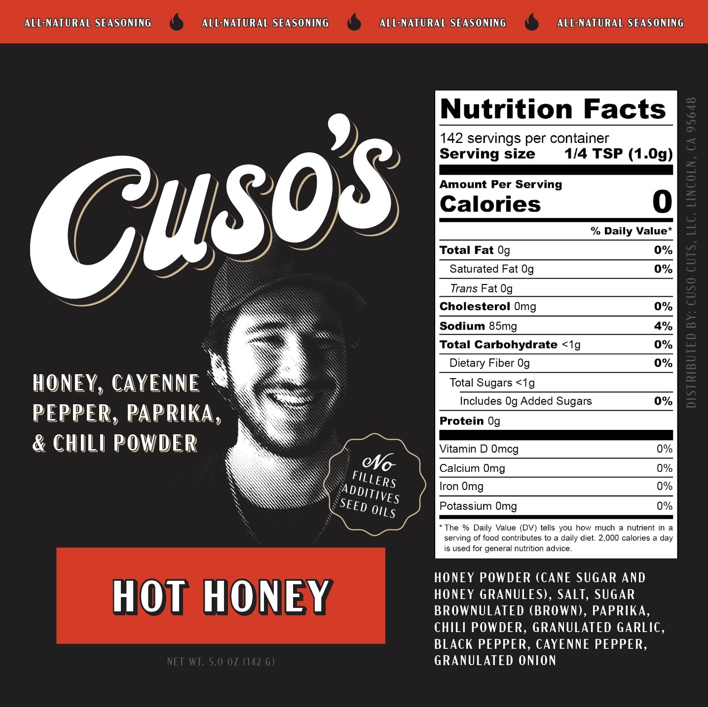 Cuso’s Hot Honey BBQ Seasoning Rub – All-Purpose Spice 5 Ounce (Pack of 1)