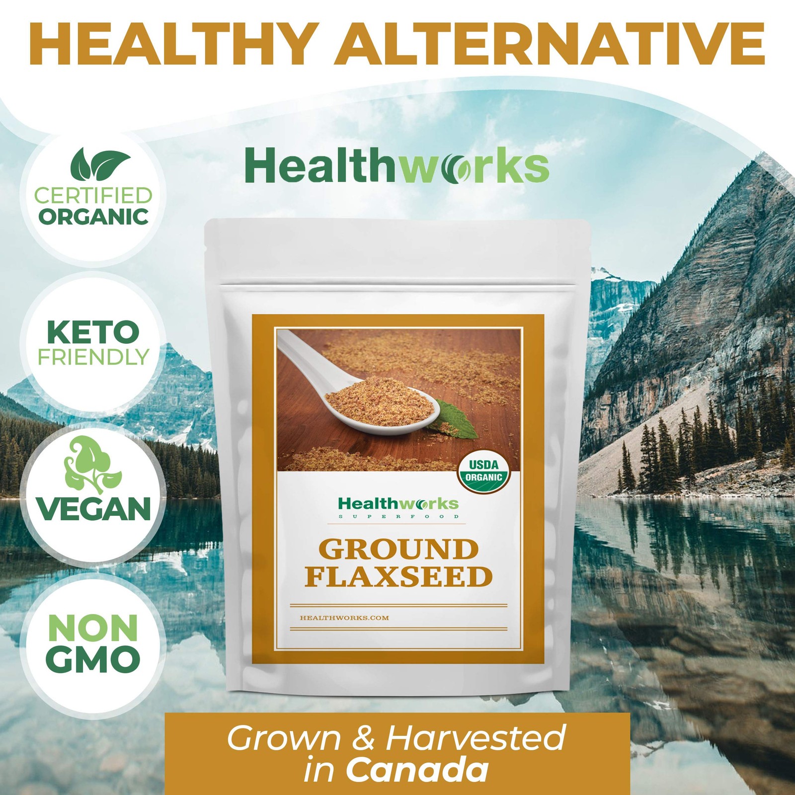 Organic Ground Flaxseed Powder 2 Pound Cold Milled Nutty Flavor Superfood