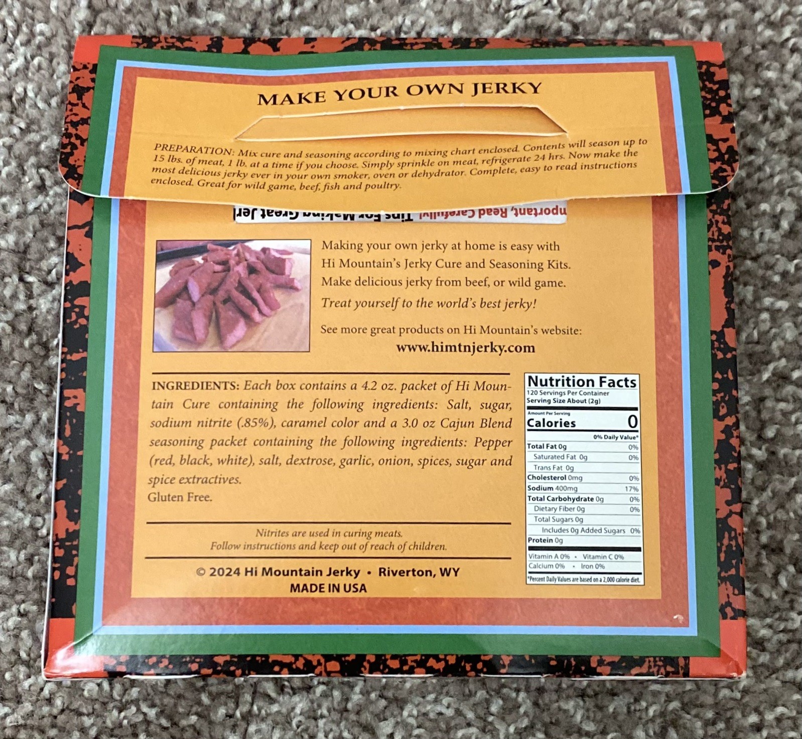 Hi Mountain Jerky Cajun Seasoning and Cure Kit, Beef Jerky Seasoning Makes 15Lbs