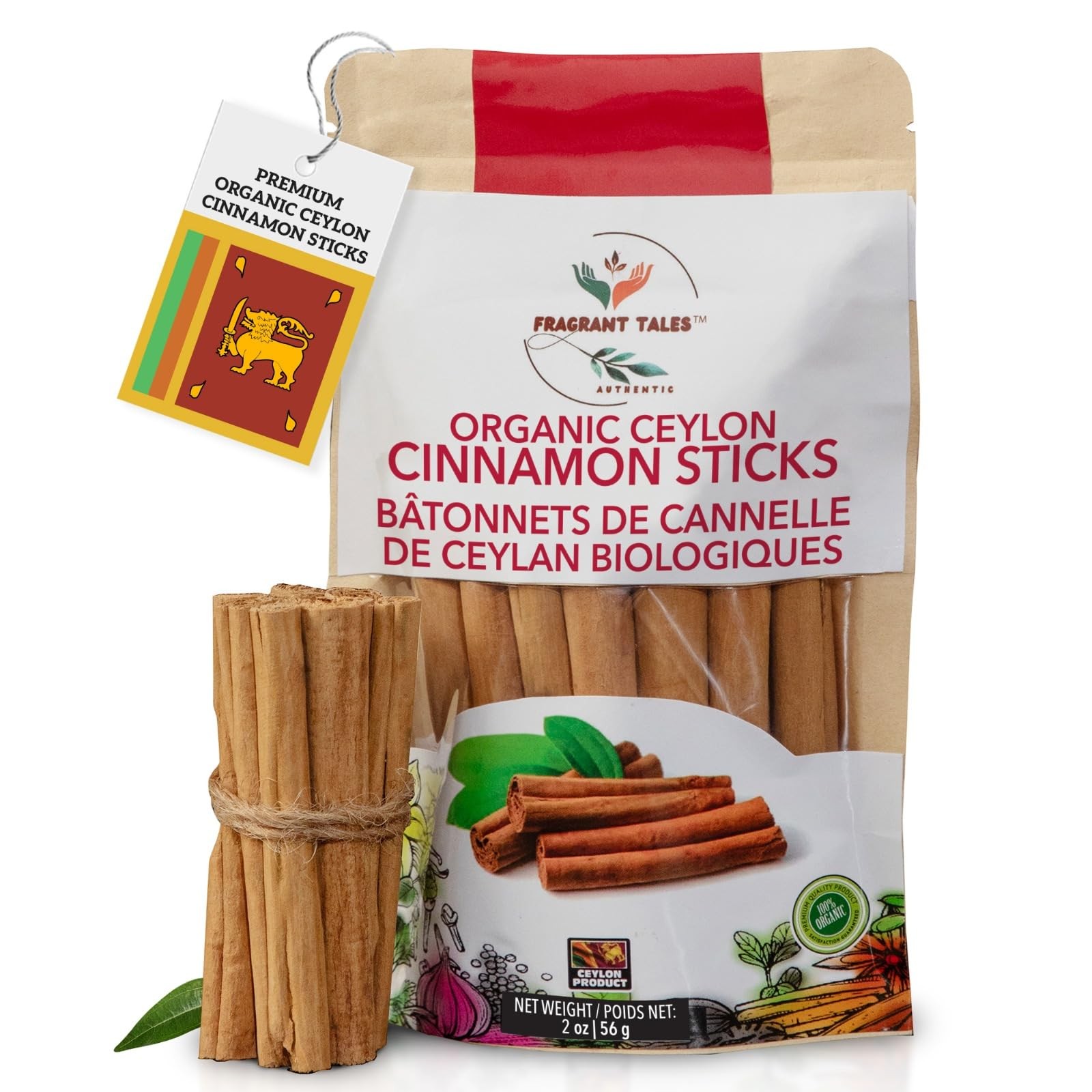 Premium Organic Ceylon Cinnamon Sticks – 2 oz (56g) | 5-Inch True Ceylon Cinn…