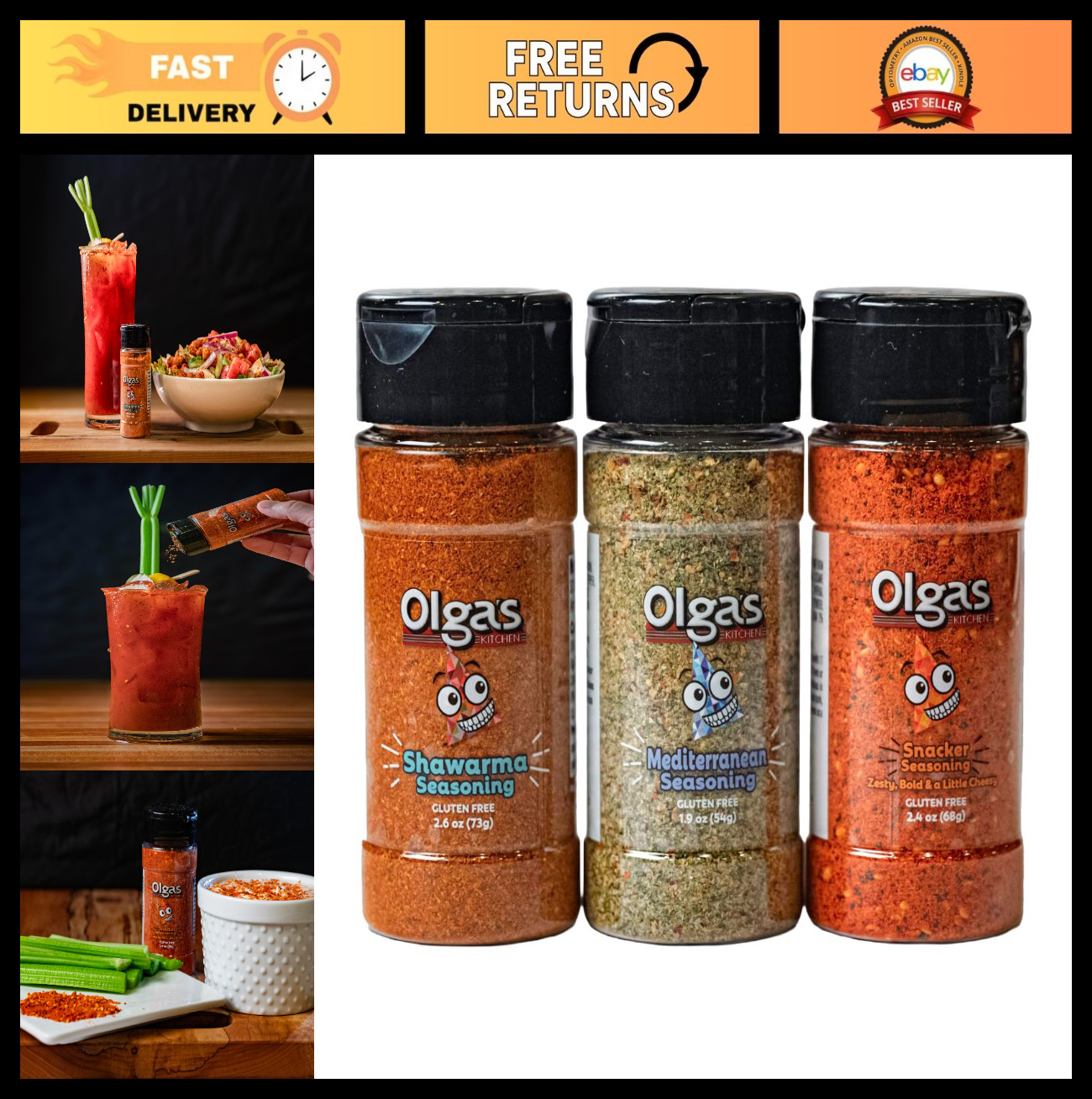 Seasoning Trio Bundle – Snackers Blend, Mediterranean Herb & Shawarma Spices, 3-