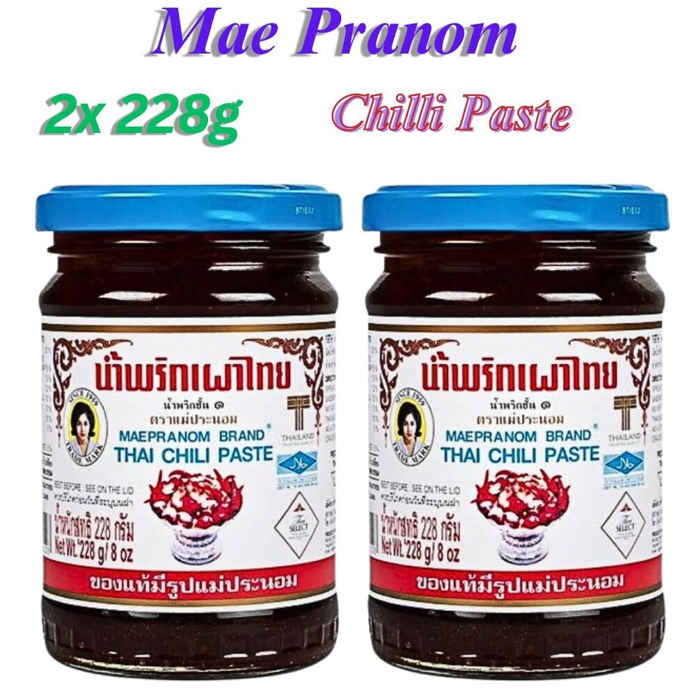 2x 228g / 8oz Mae PRANOM Thai Chilli Paste Thai Food Cooking Convenience Tasty