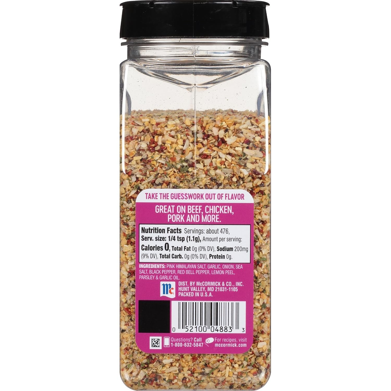Himalayan Pink Salt with Black Pepper Garlic All Purpose Seasoning 18.5 oz