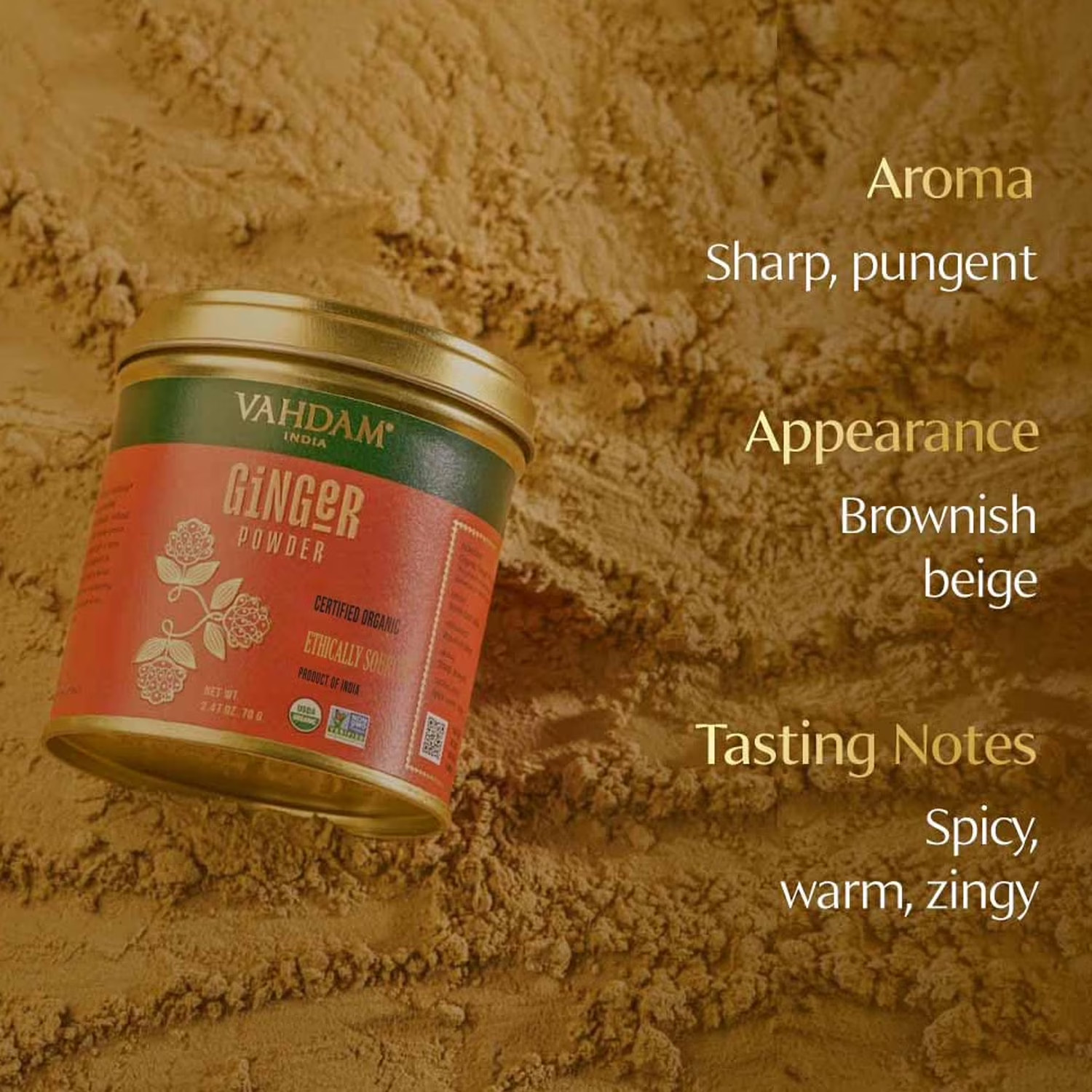 VAHDAM Organic Ginger Powder Spice, 2.47 oz | USDA Organic Ground Ginger Root…