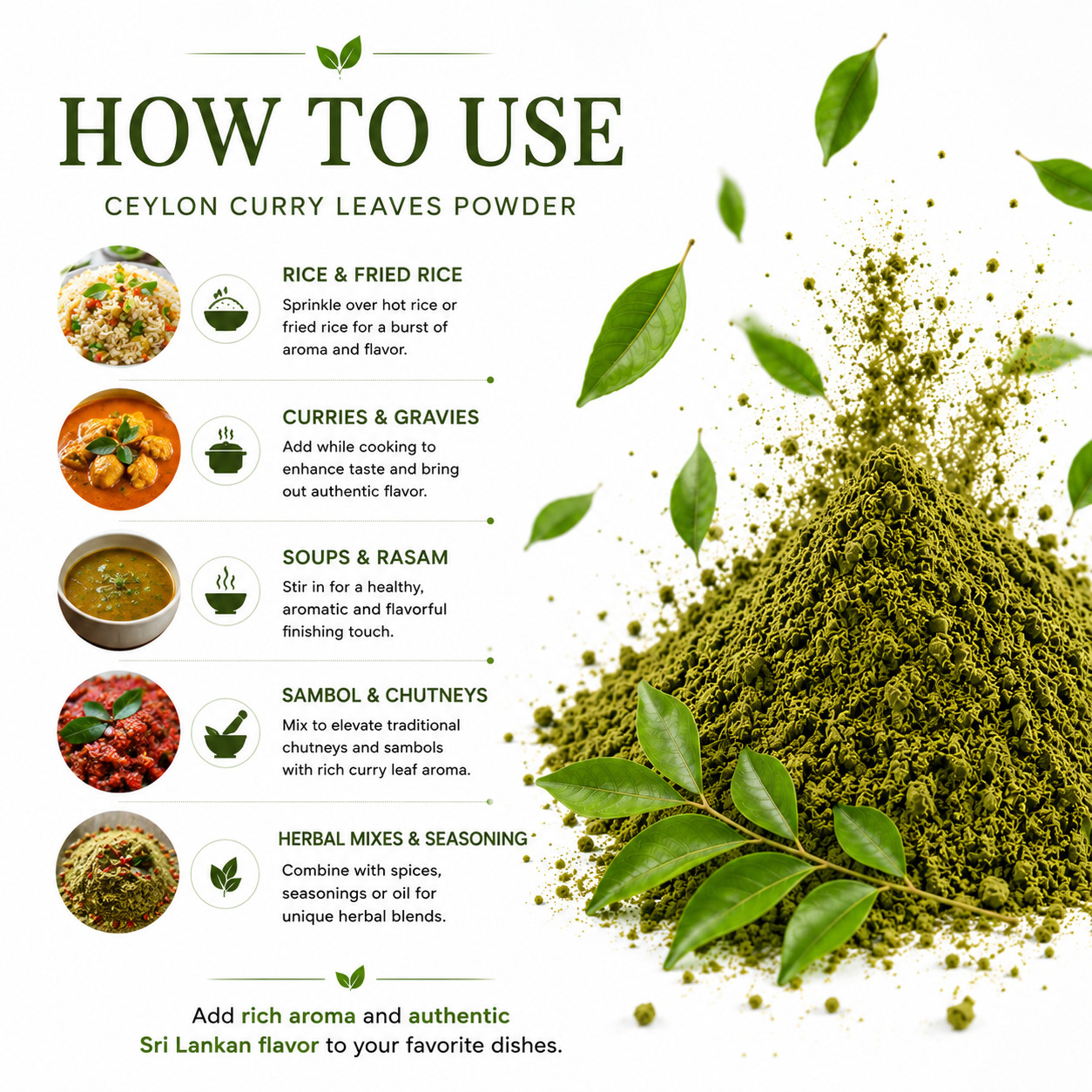 Ceylon Curry Leaves Powder Premium Sri Lankan Herb Natural Seasoning Mix