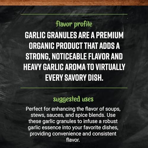 Organic Garlic Granules 2.7 Ounce Seasoning For Pasta Sauces Marinades Dips