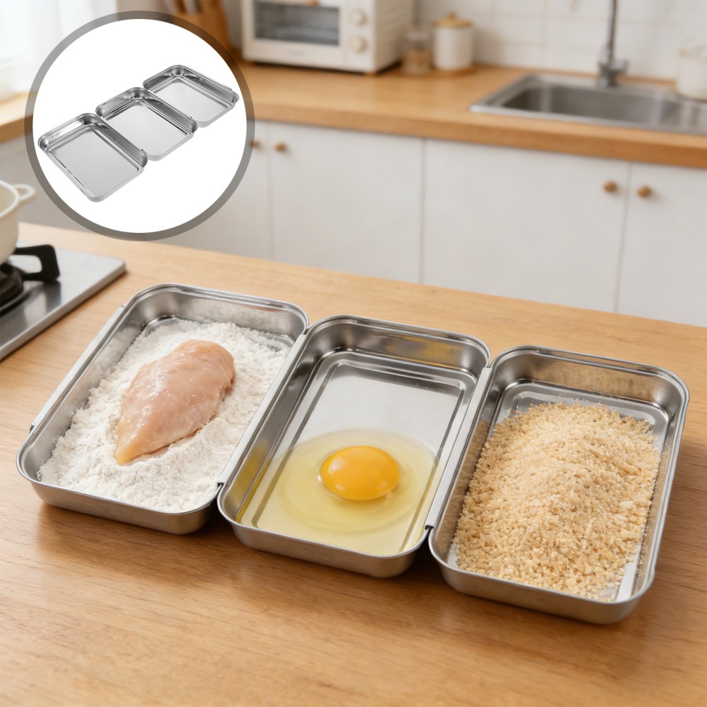 Breading Station Stainless Steel Trays Interlocking
