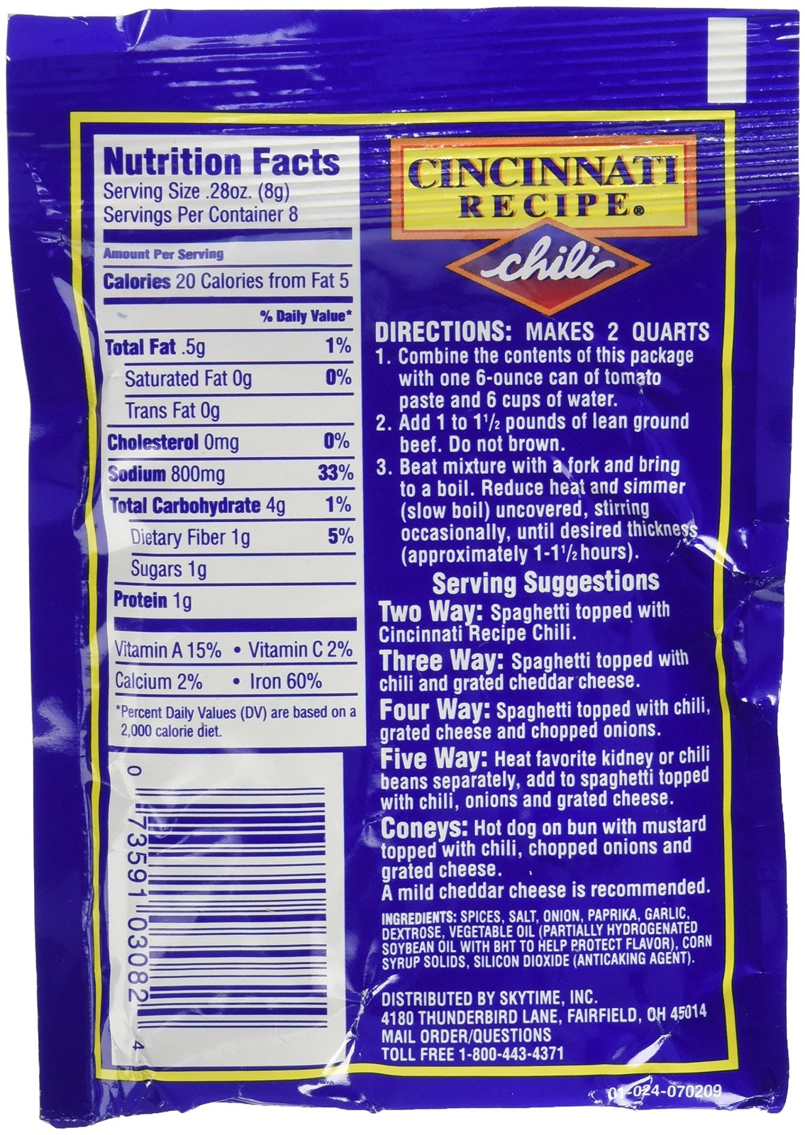 6 Pack Cincinnati Chili Mix Packets 2.25 Ounce (Pack of 6), Original Version