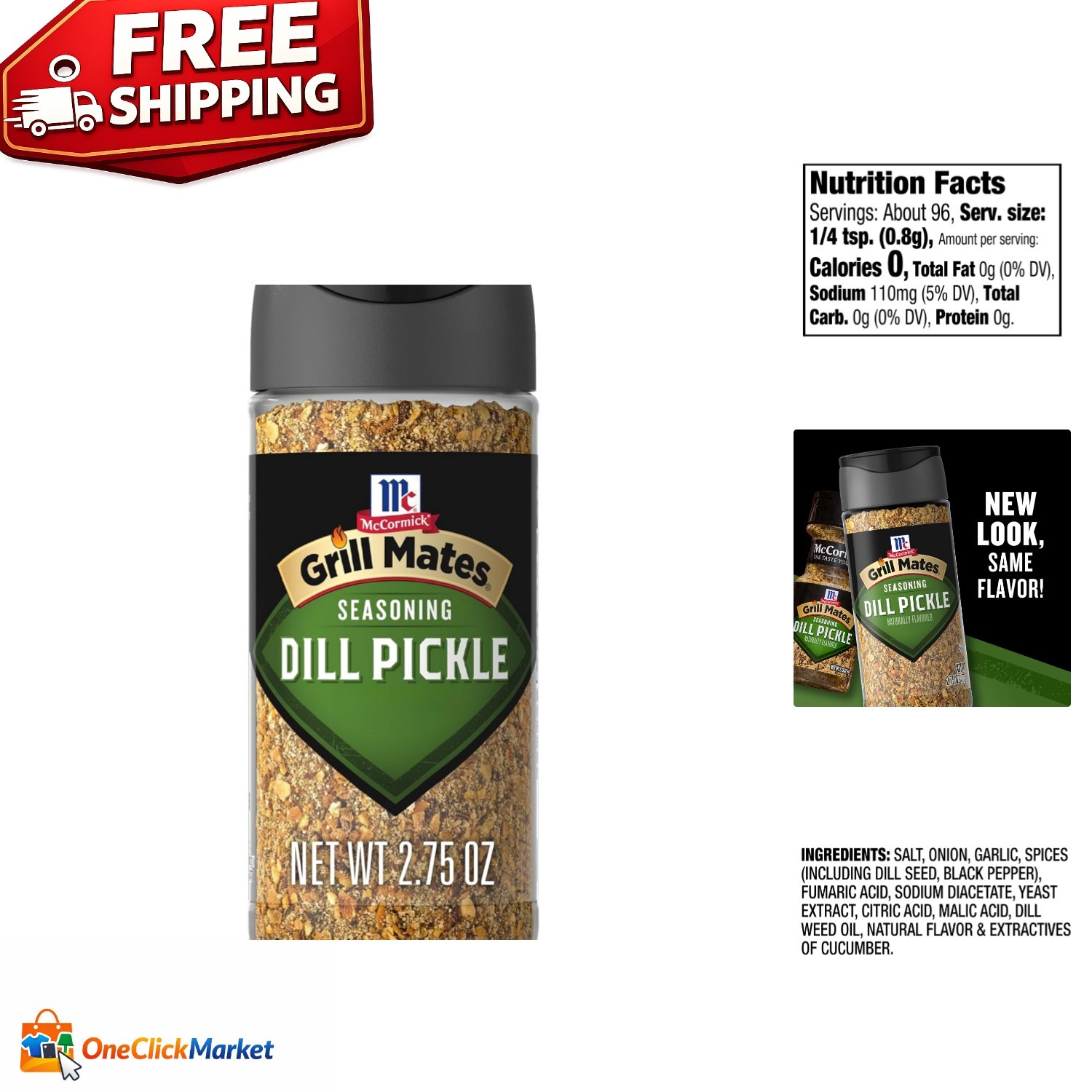 Kosher Dill Pickle Seasoning by McCormick – 2.75 oz for Delicious Dishes