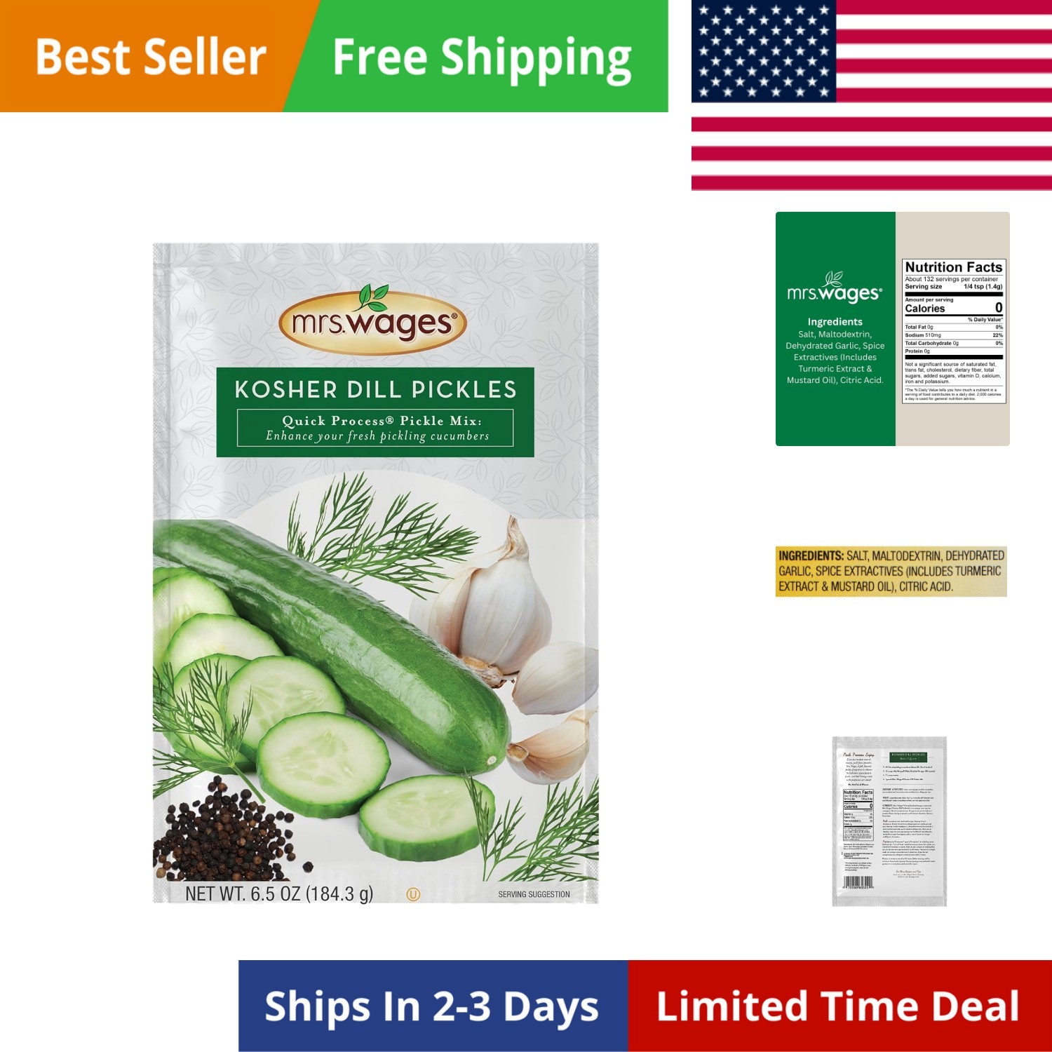 Kosher Dill Pickles Quick Process Mix, Quick and Easy, Simple-To-Use, Traditi…