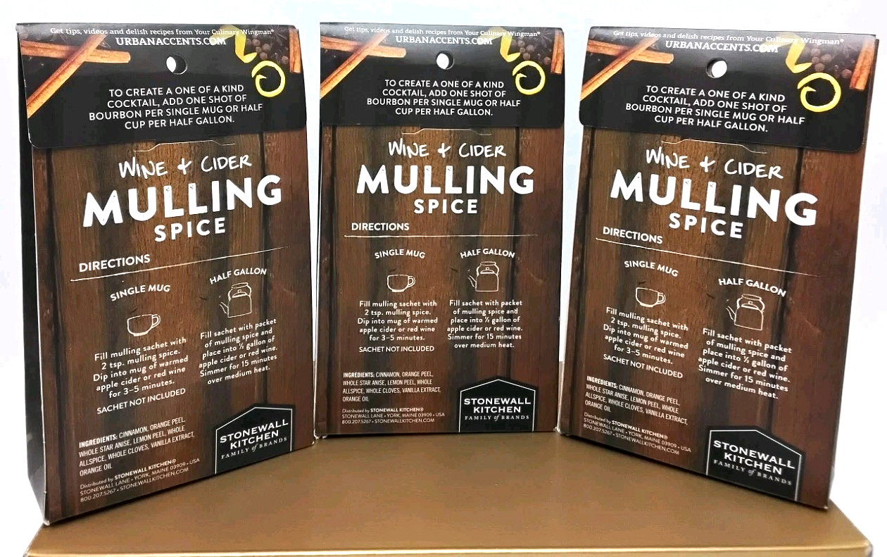3 Pck URBAN ACCENTS Mulling Spice Wine + Cider 1.25 oz Gluten Free BB 7/2027
